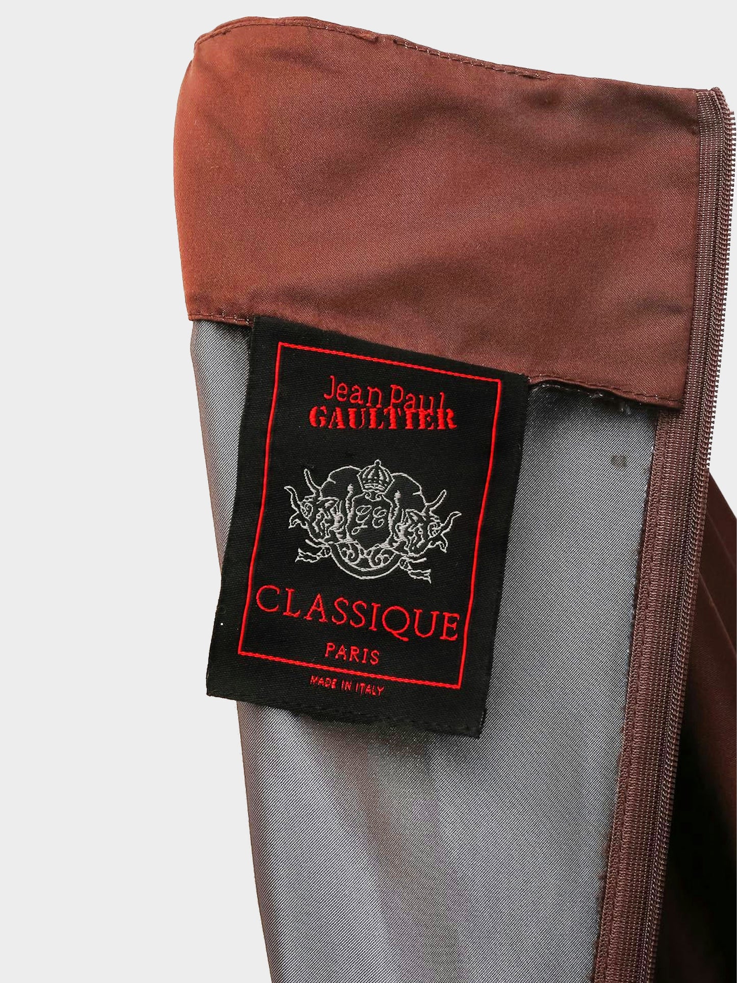 Jean Paul Gaultier SS 1998 Brown Taffeta Puffed Sleeve Dress