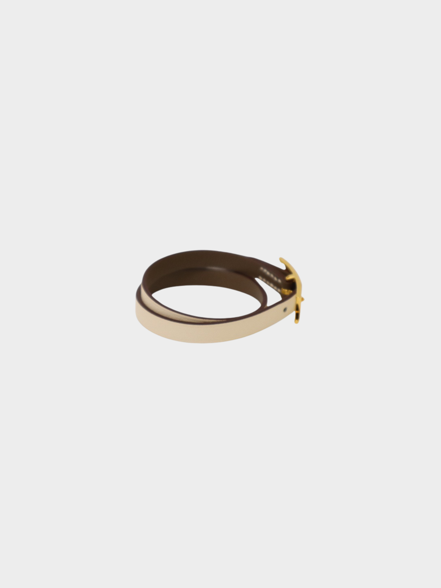Hermès 2020s Ivory Greige Leather Behapi Double Tour Bracelet