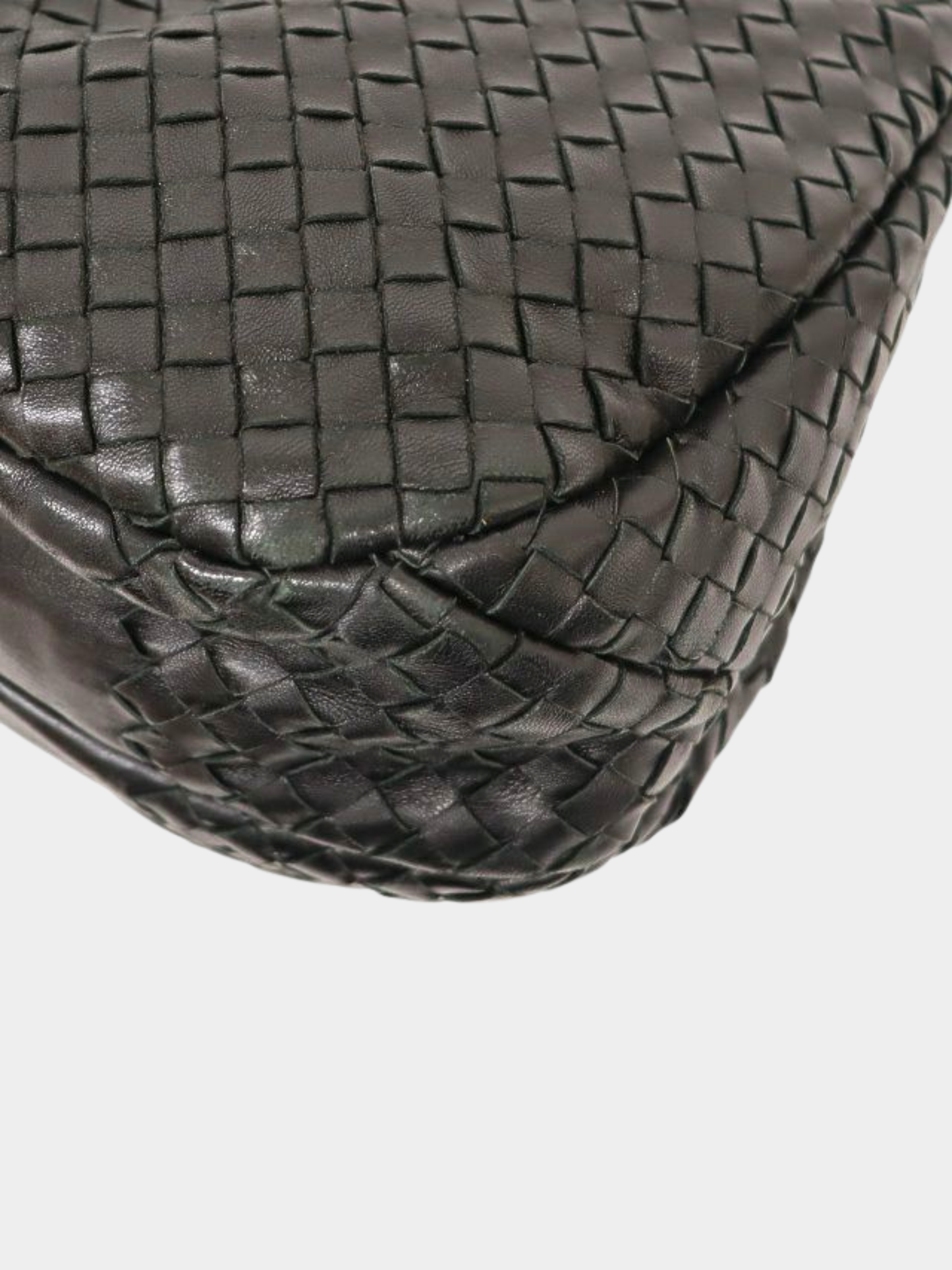 Bottega Veneta 2010s Black Leather Intrecciato Shoulder Bag