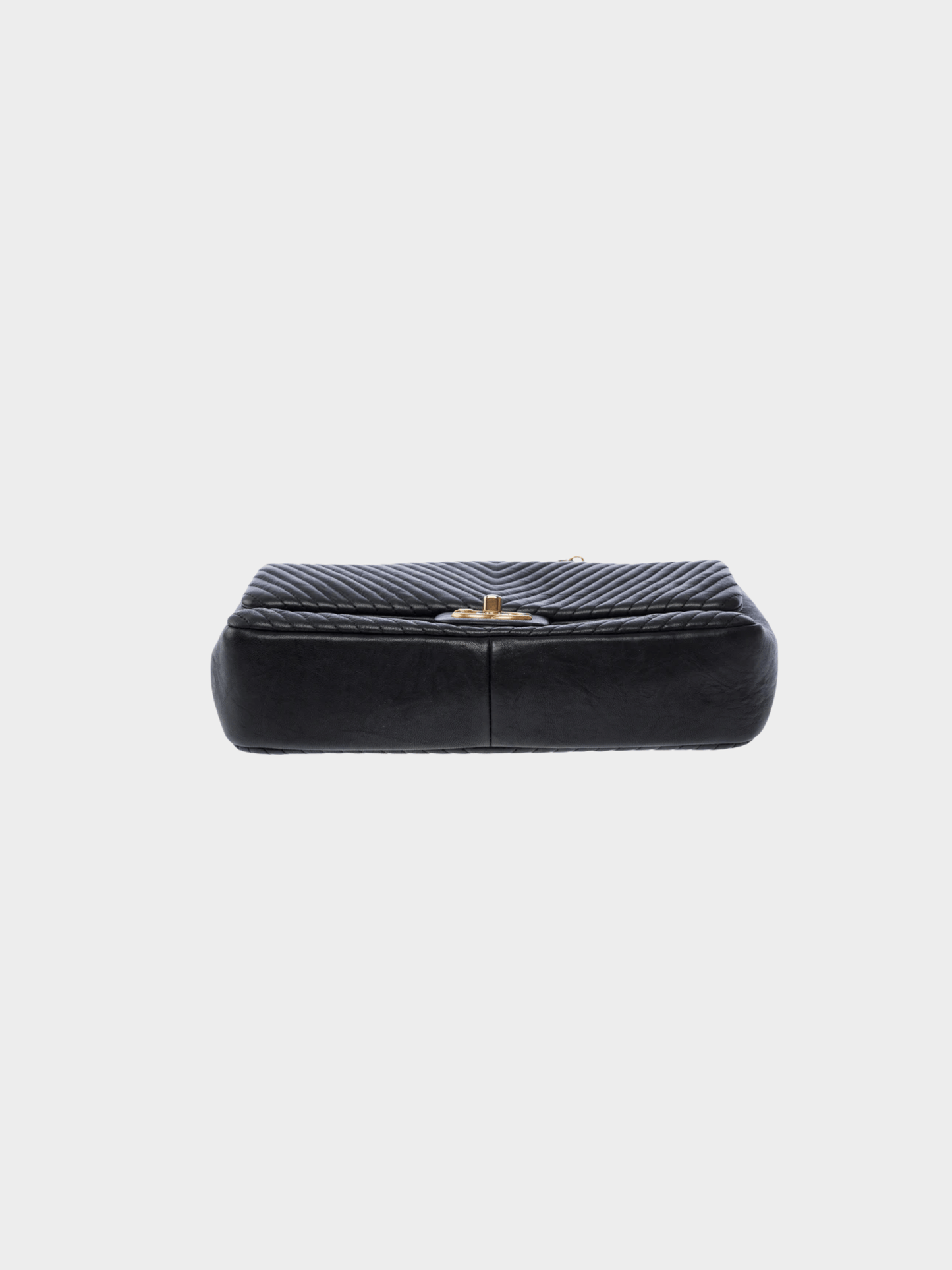 Chanel 2015 Black Chevron Leather Medallion Charm Flap Bag