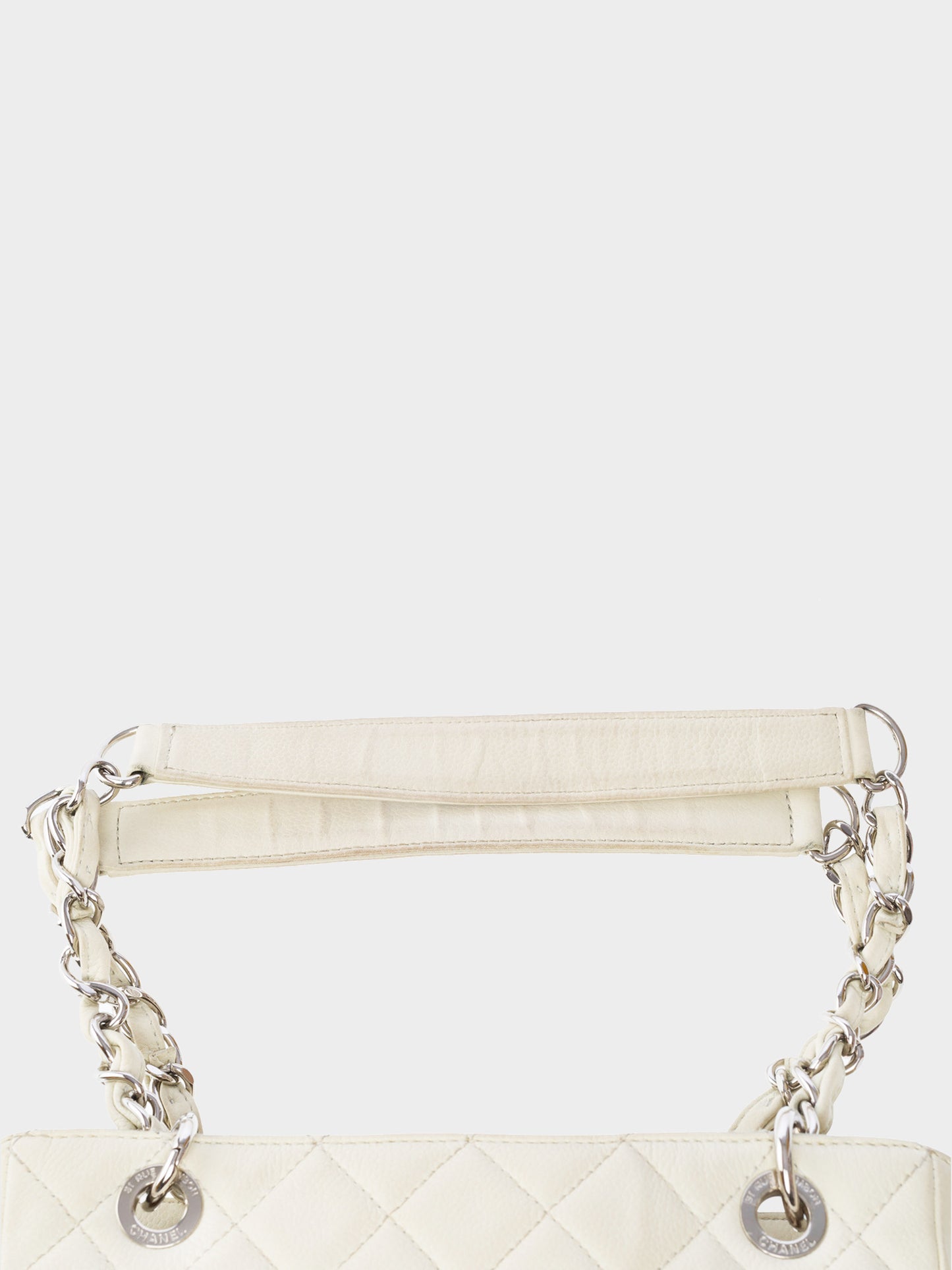Chanel 2011 Off White Quilted Caviar Petit Timeless Shopping Tote