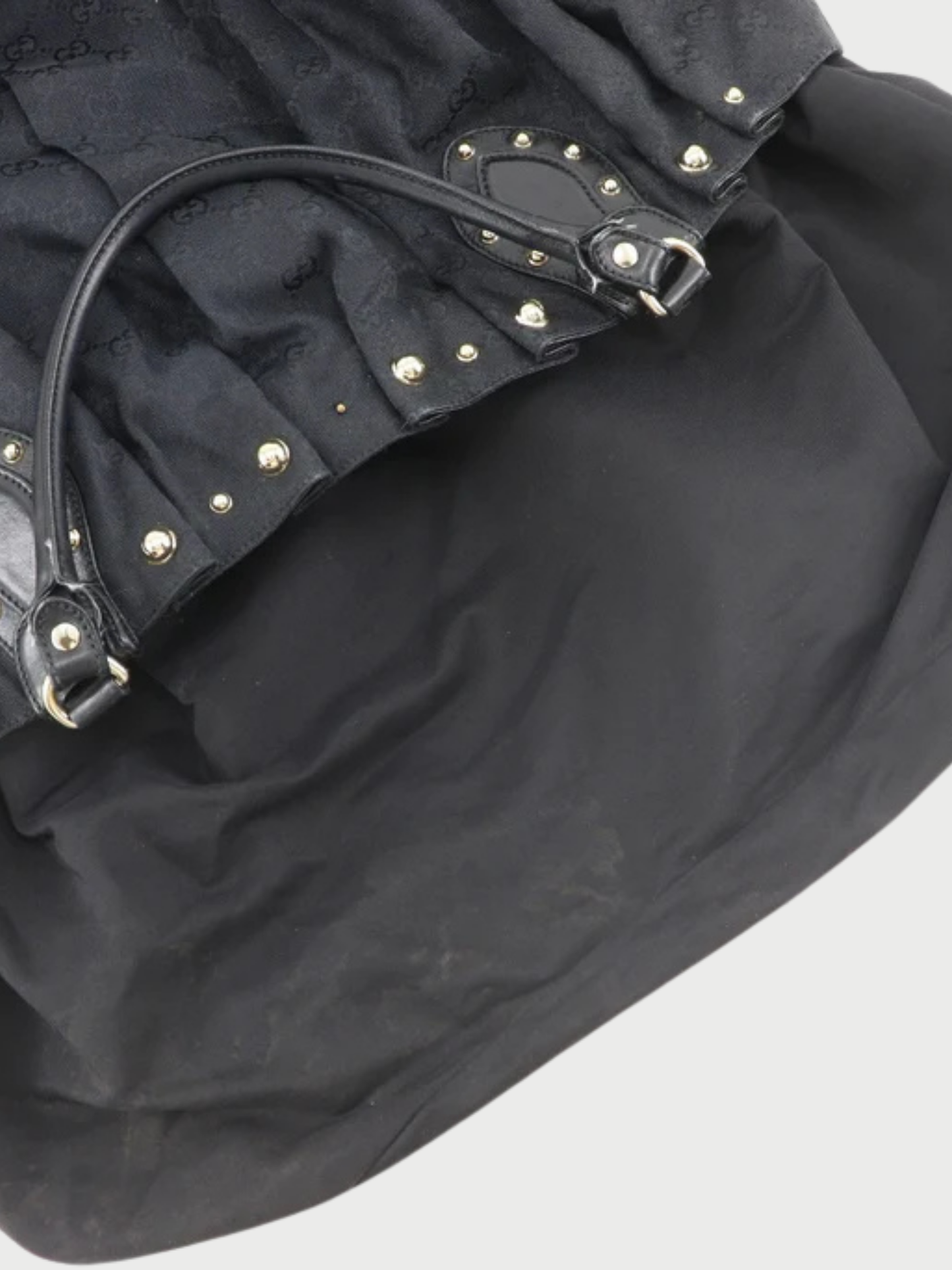 Gucci 2000s Black GG Canvas Studded Tote Bag