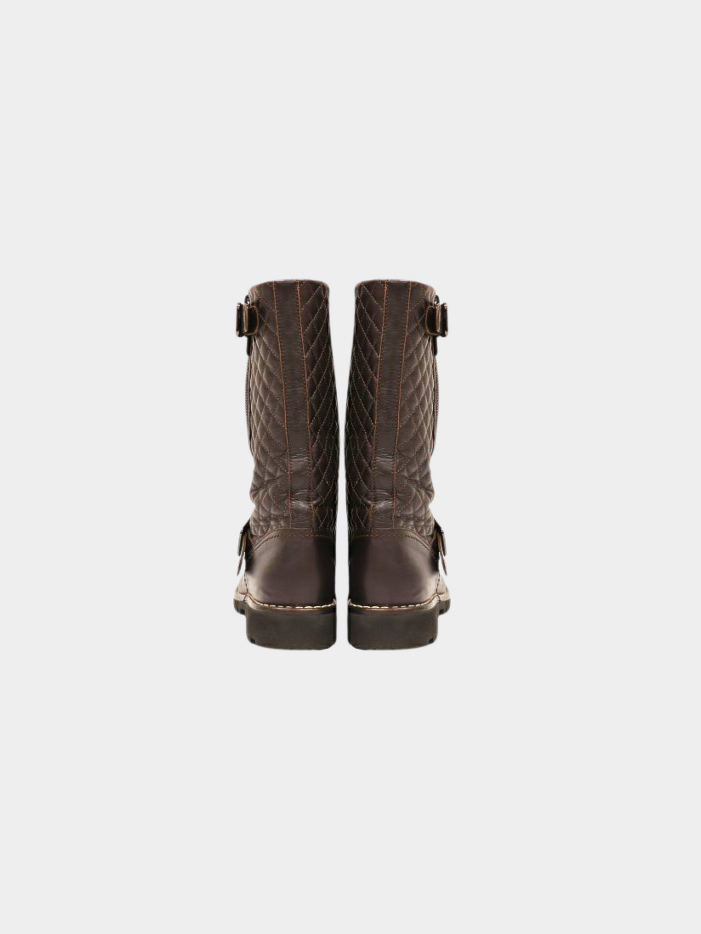 Chanel 2000s Brown Quilted Buckle Biker Boots