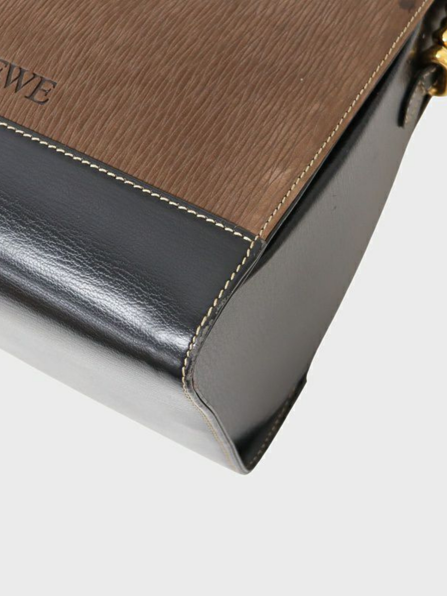 Loewe 2000s Brown Black Leather Suede Velazquez Shoulder Bag