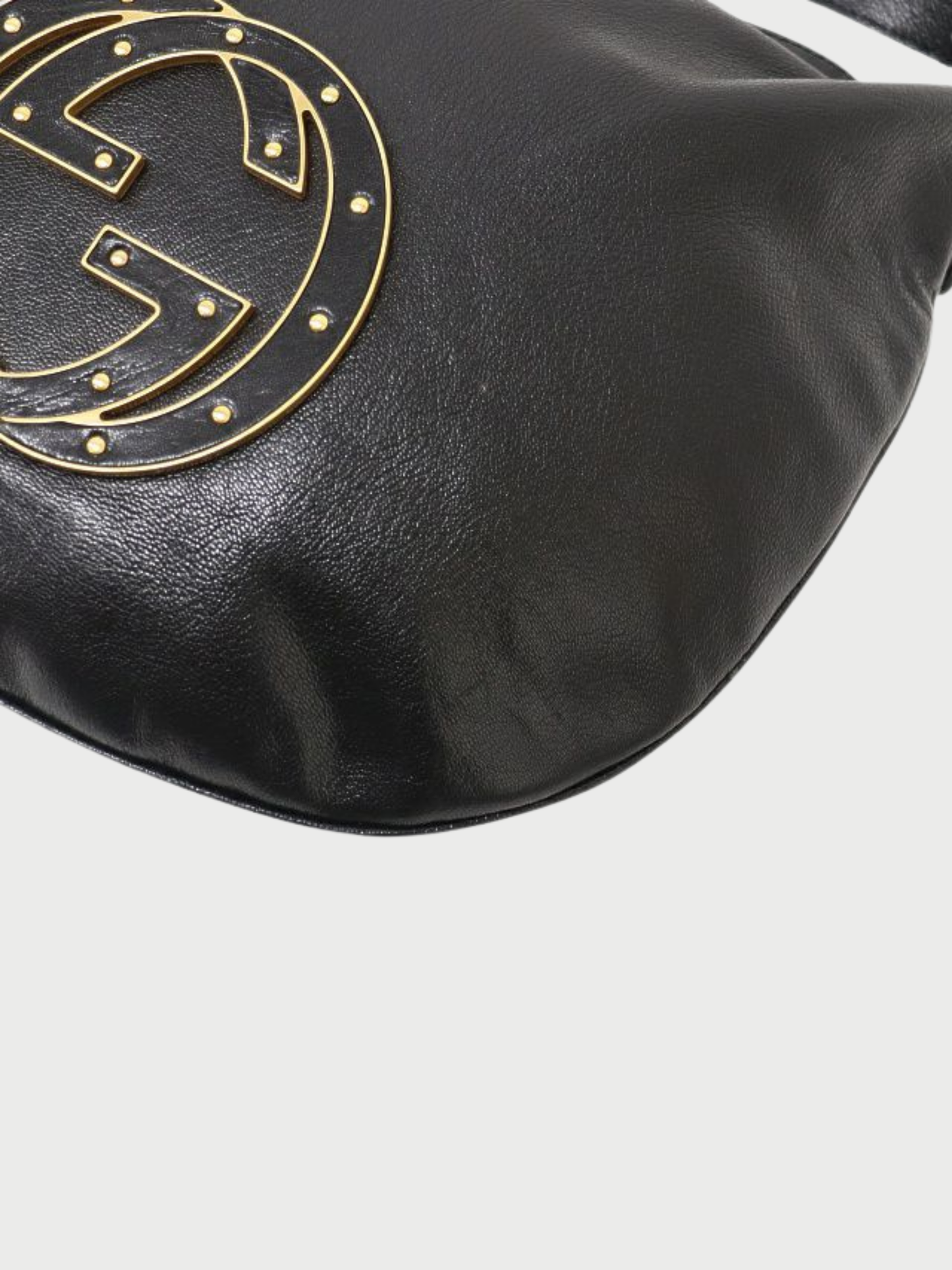 Gucci 2000s Black Interlocking Leather One-Shoulder Bag