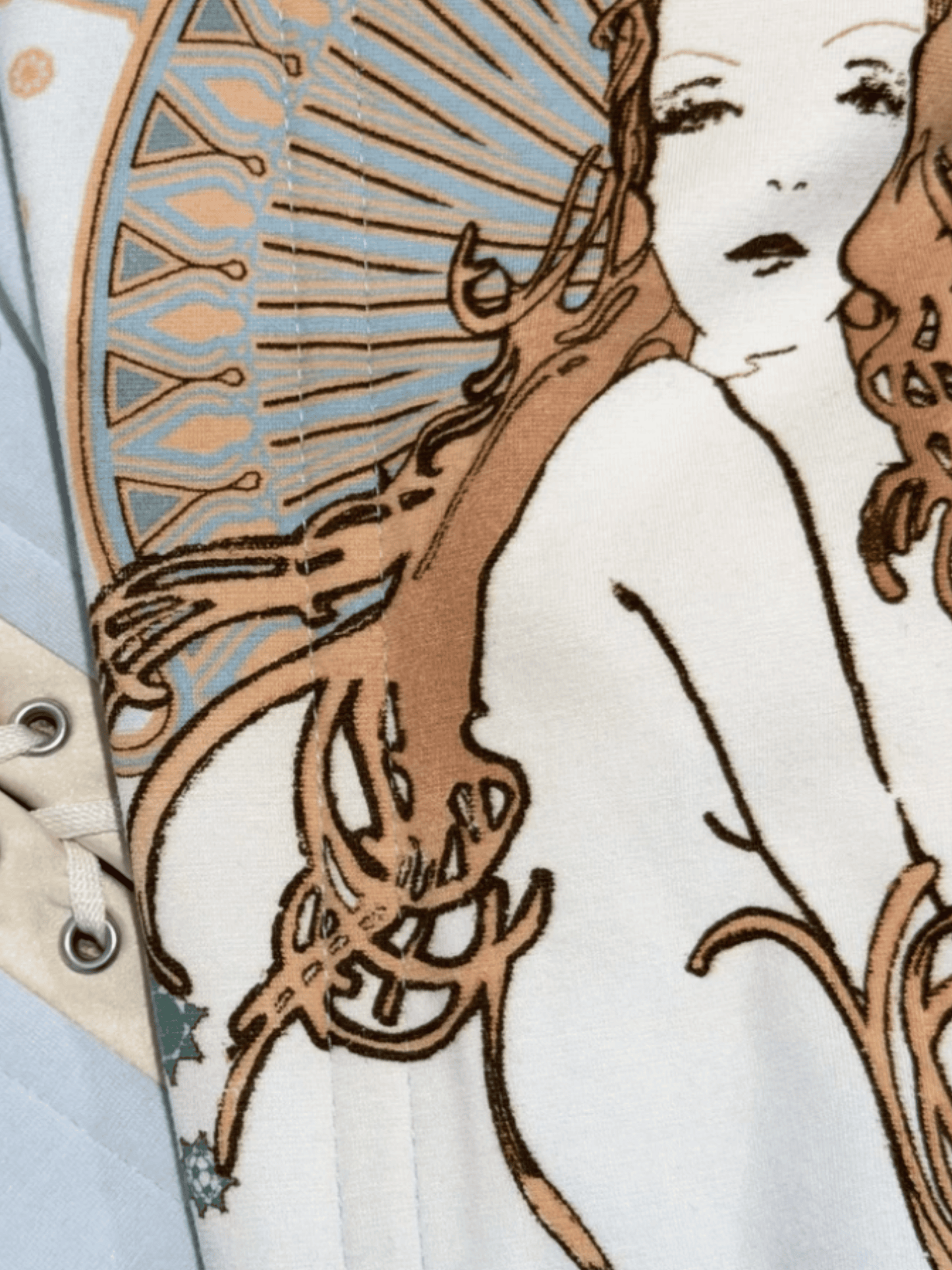 Dolce and Gabbana 2000s Baby Blue "Mucha" Lace-Up Corset Top