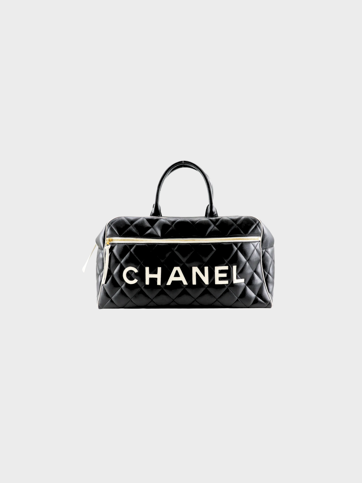 Chanel 1994 Black Matelasse Quilted Boston Bag