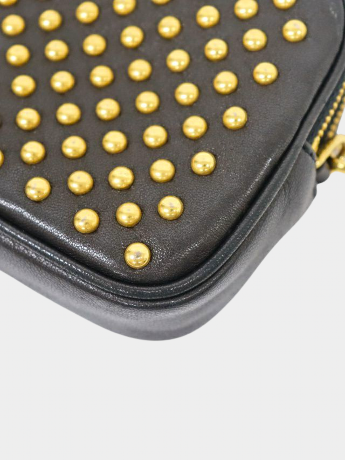 Miu Miu 2000s Black Studded Leather Mini Handbag