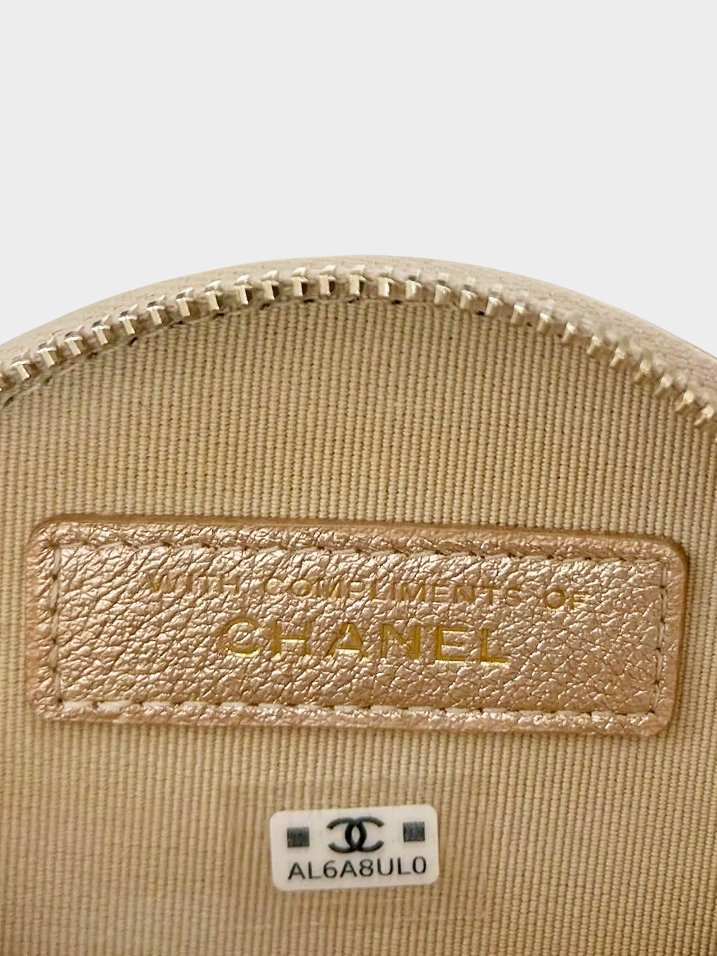 Chanel 2024 Metallic Champagne Gold VIP Clip-on coin Purse and Airpods Holder