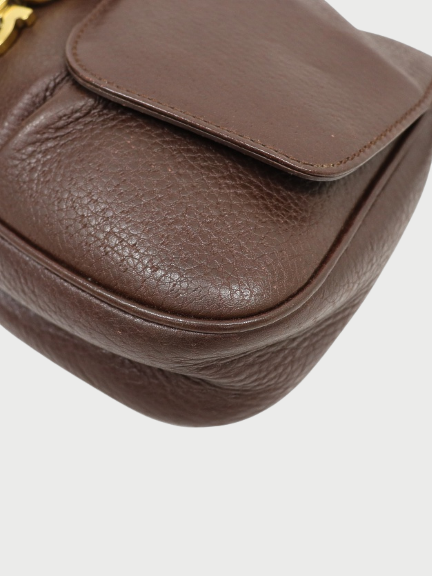 Salvatore Ferragamo 2000s Brown Leather Gancini Hardware One-Shoulder Bag