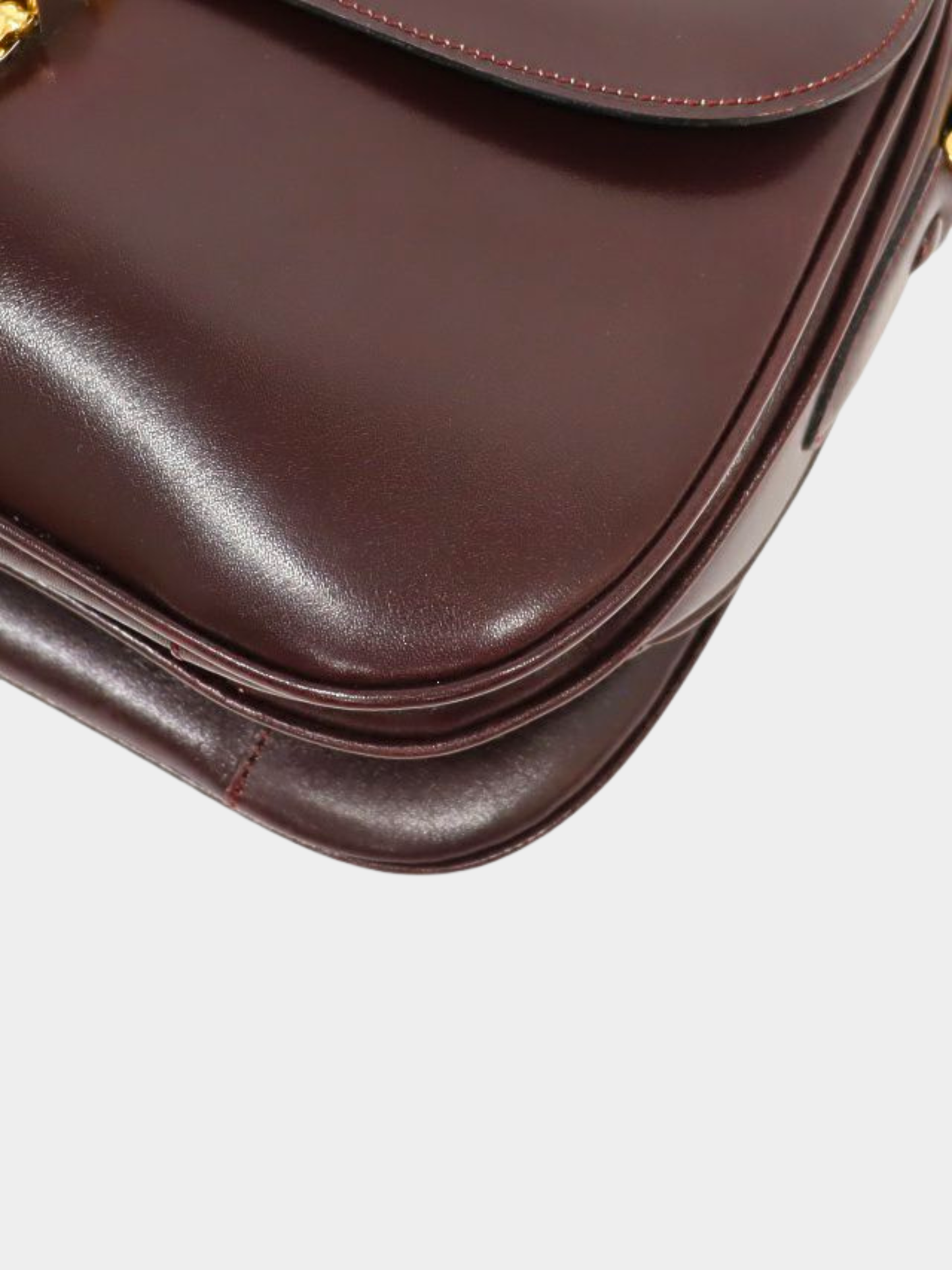 Celine 1990s Bordeaux Triomphe Leather Shoulder Bag