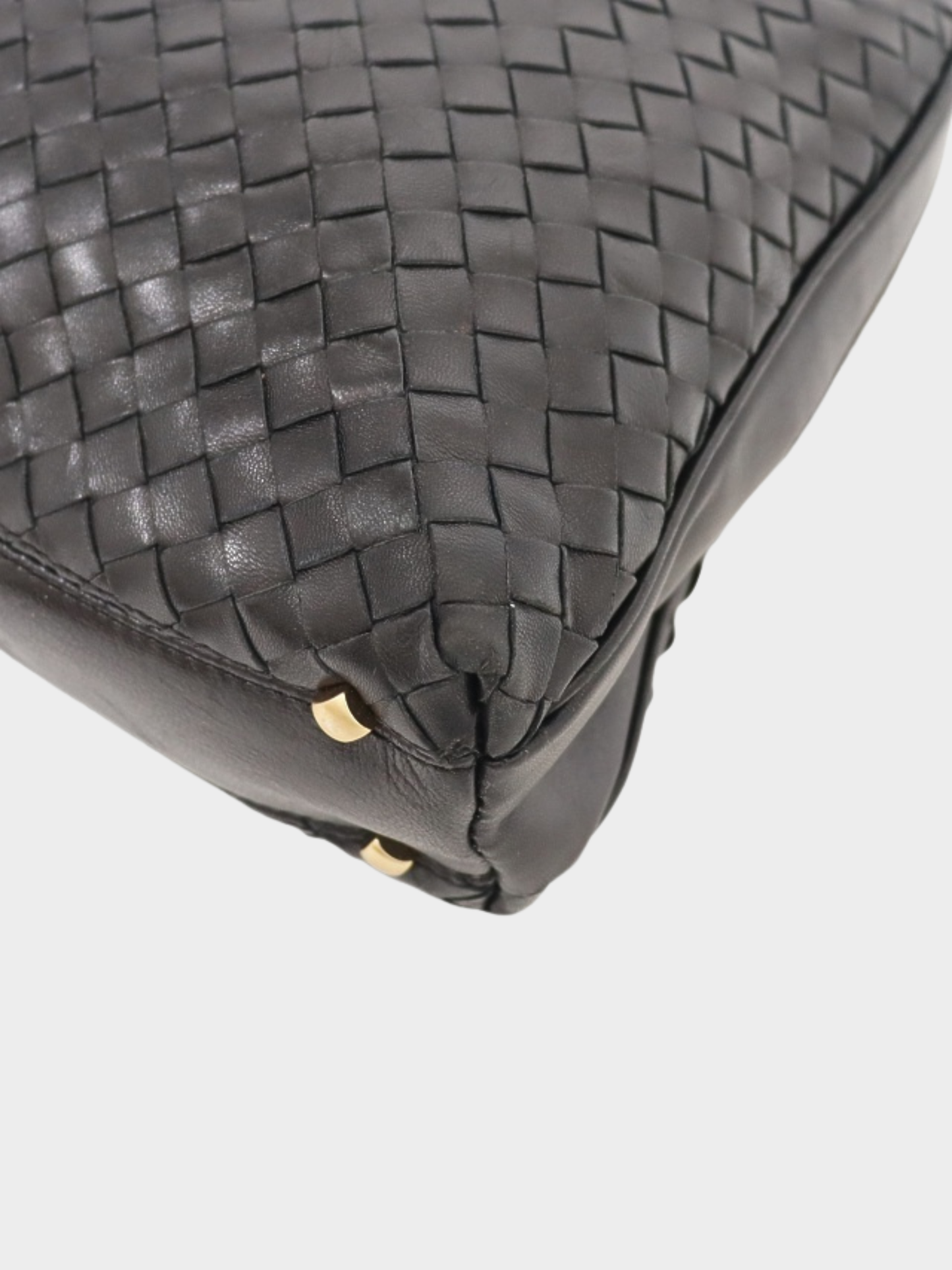 Bottega Veneta 2000s Black Intrecciato Leather Handbag