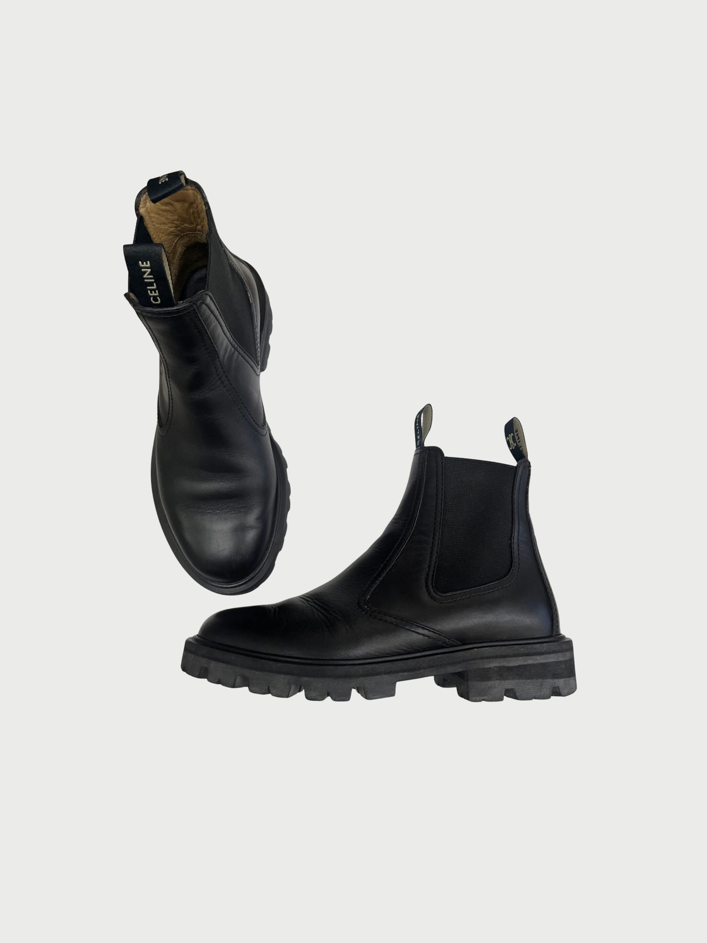 Celine 2020s Black Leather Margaret Chelsea Boots