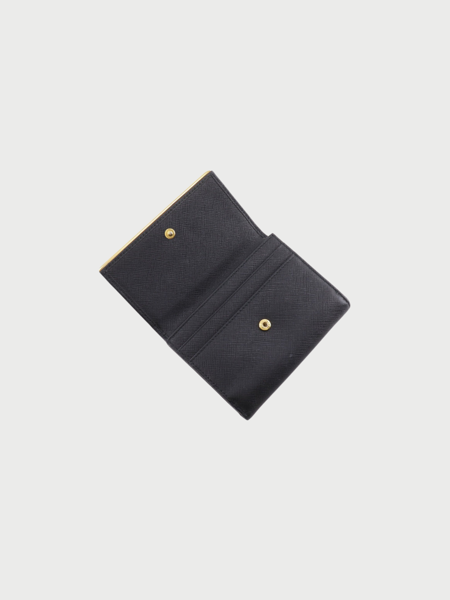 Prada 2000s Black Saffiano Logo Bi-Fold Wallet