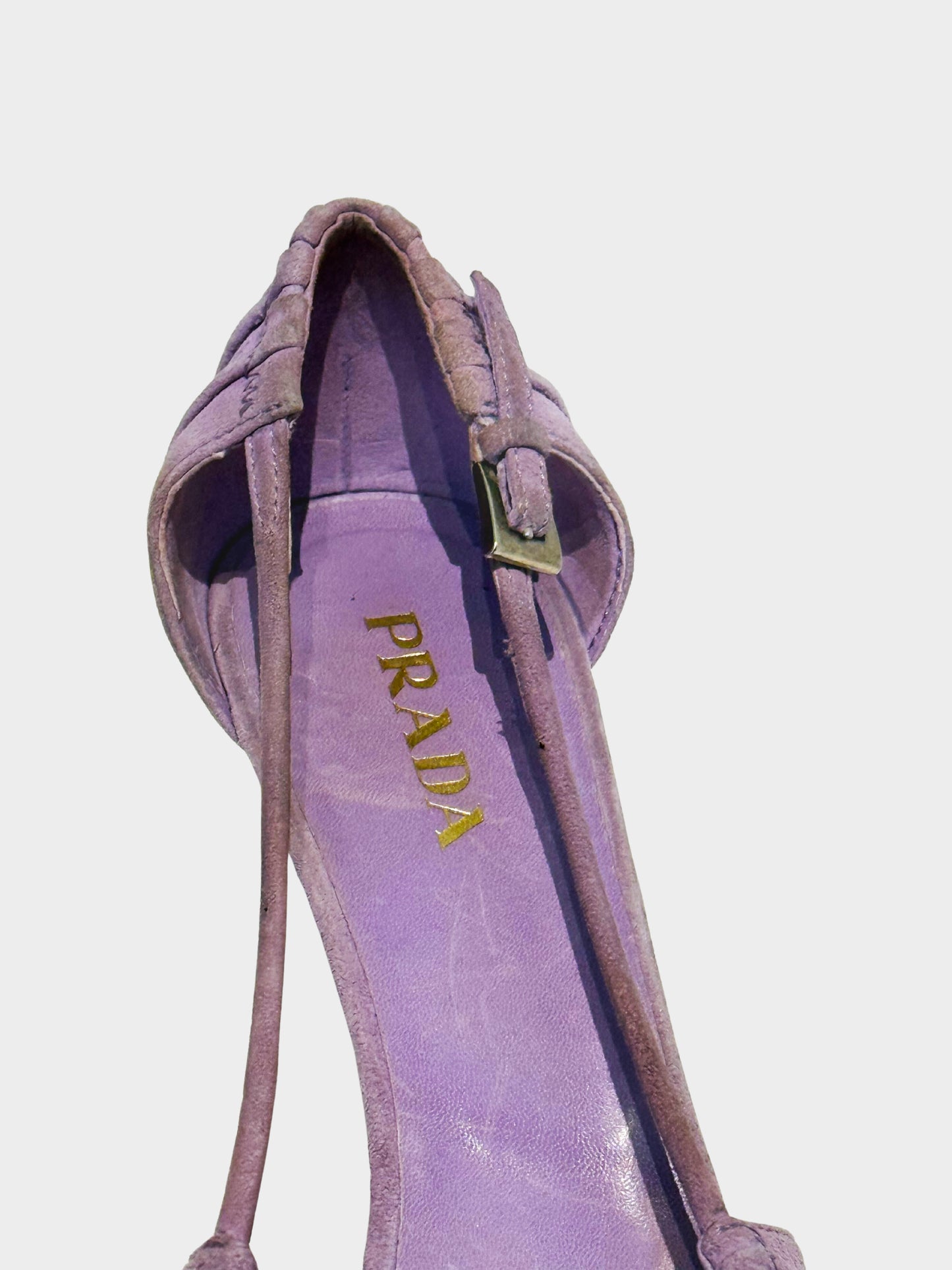 Prada 2000s Purple Suede Gathered-detail Heels