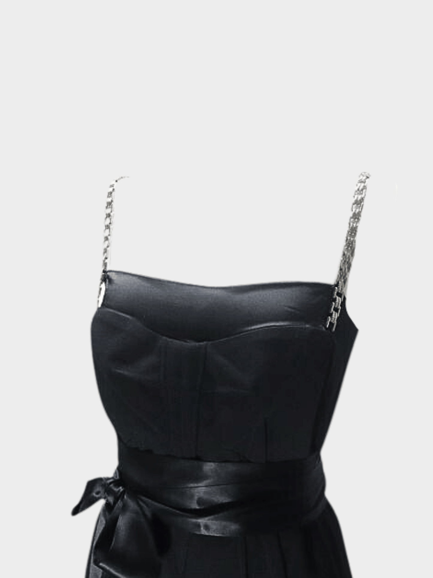 Dolce and Gabbana 2000s Black Ribbon Tie Chain Mini Dress
