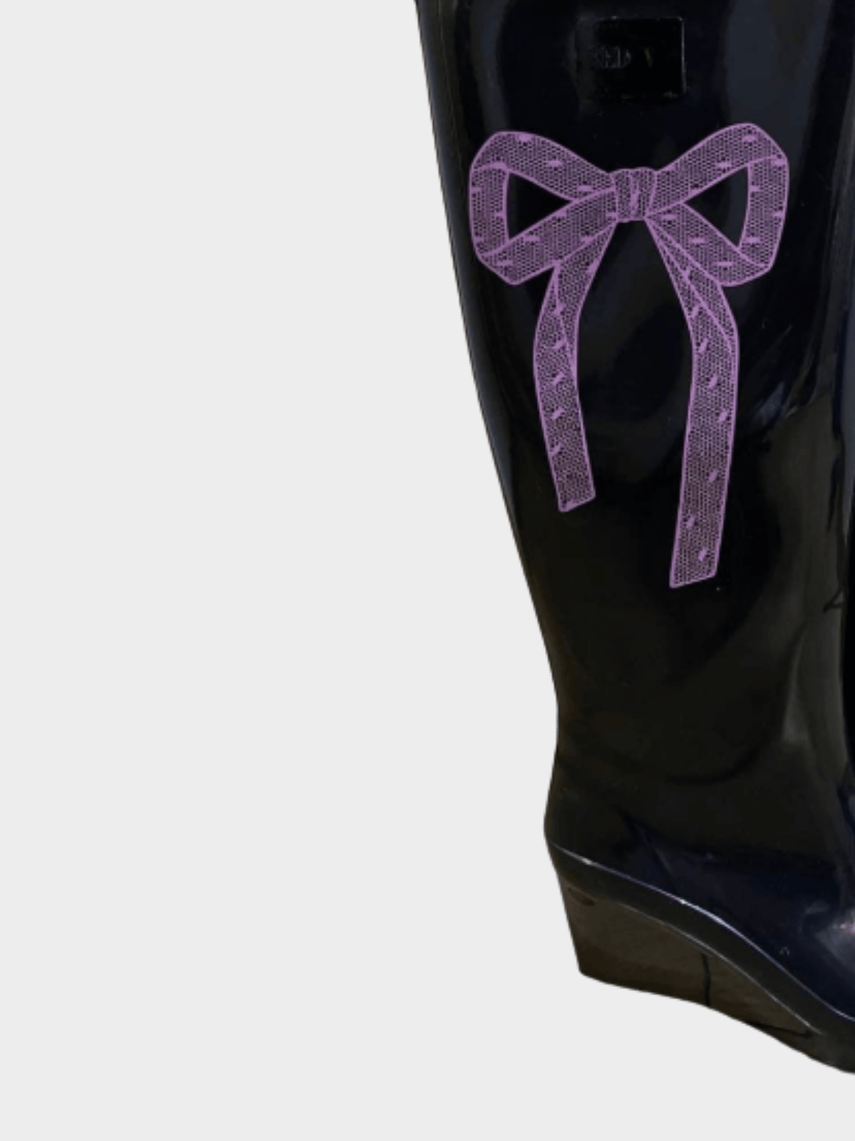 Valentino 2000s Black Ribbon Rubber Boots