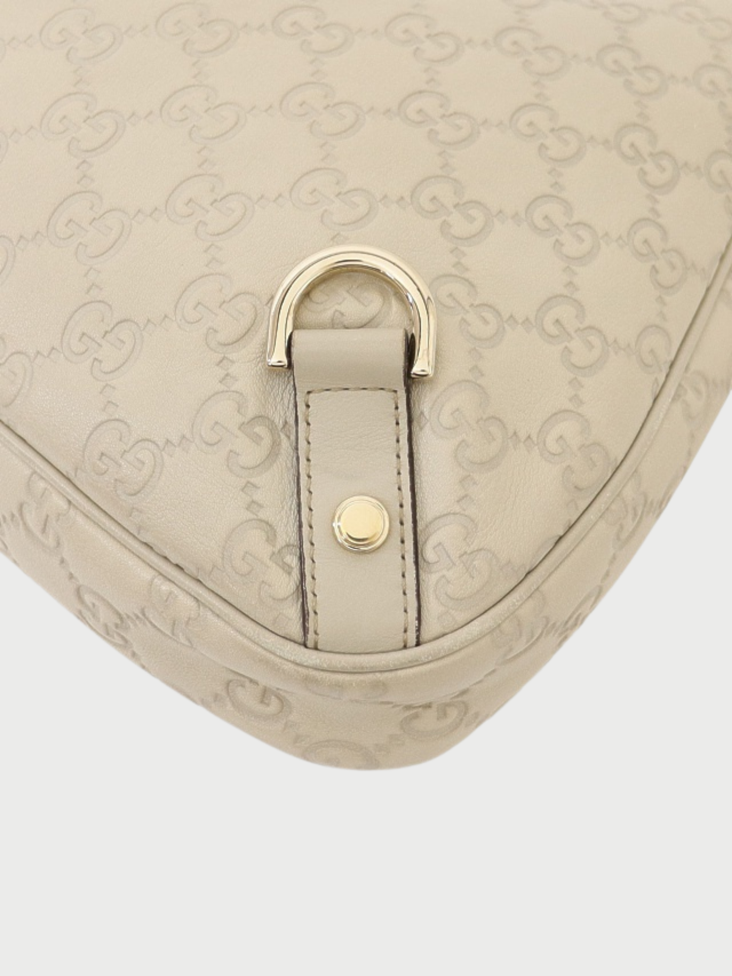 Gucci 2000s White Leather Abbey GG One-Shoulder Bag