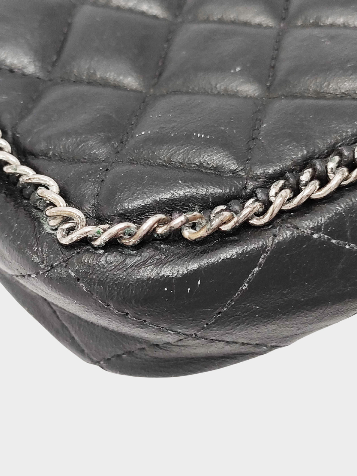 Chanel 2006-2008 Black Leather Quilted East West Madison Chain Around Flap Bag