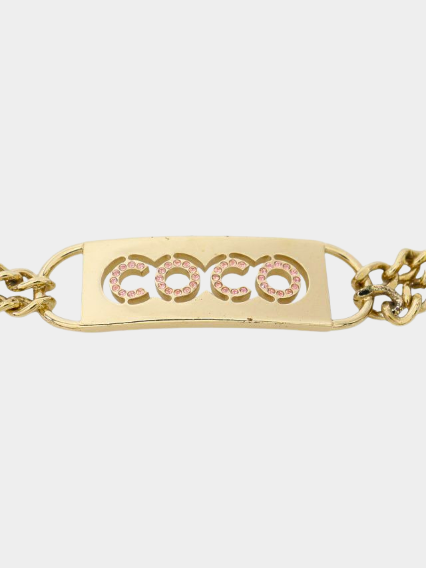 Chanel 1990s Gold COCO Rhinestone Chain Belt