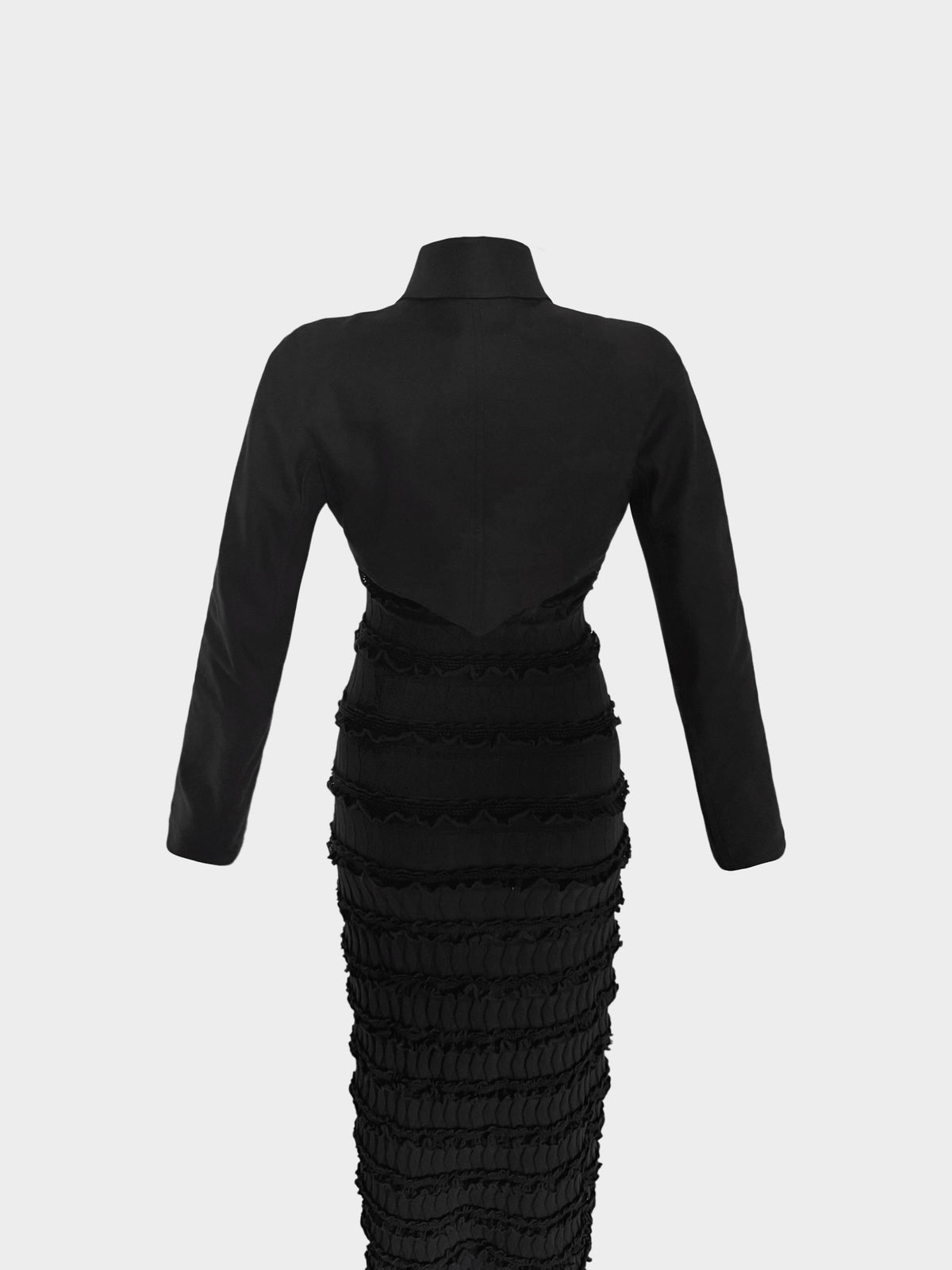 Azzedine Alaïa 1990s Black Cotton Cropped Jacket and Knitted Long Dress Set