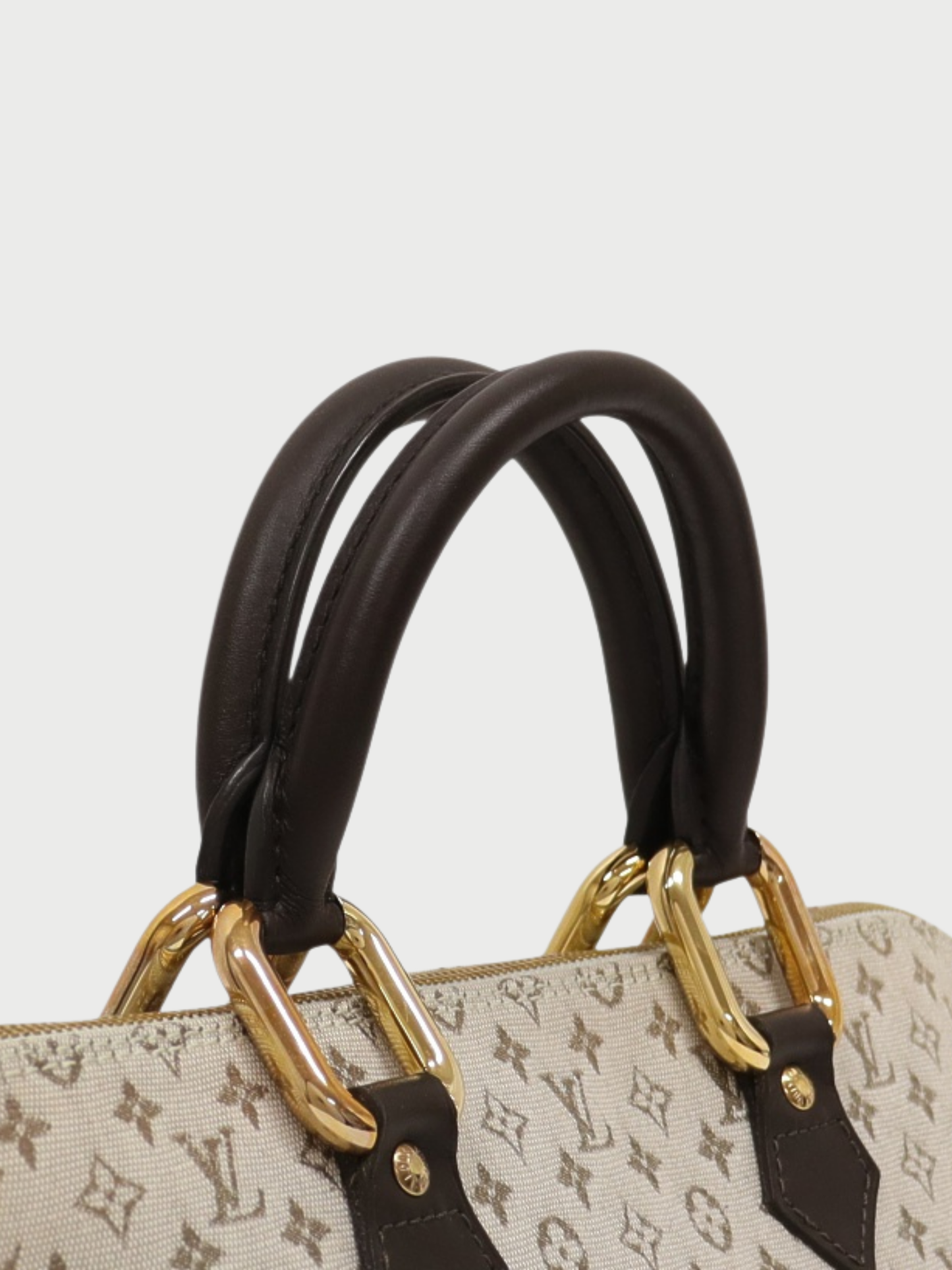 Louis Vuitton 2001 Khaki Ivory Dark Brown Monogram Mini Alma Long Bag