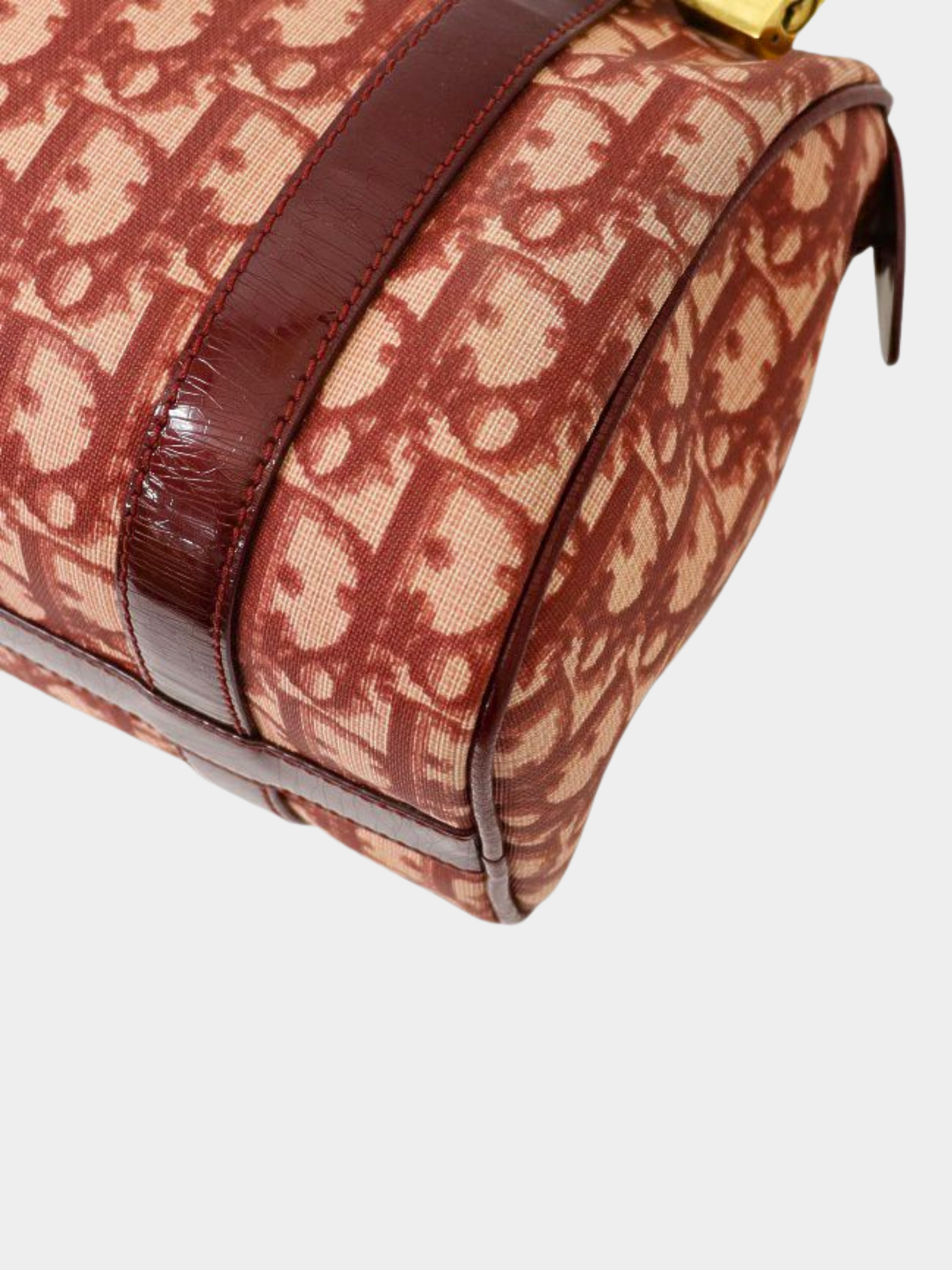 Christian Dior 2000s Red Trotter PVC Enamel Mini Boston Bag