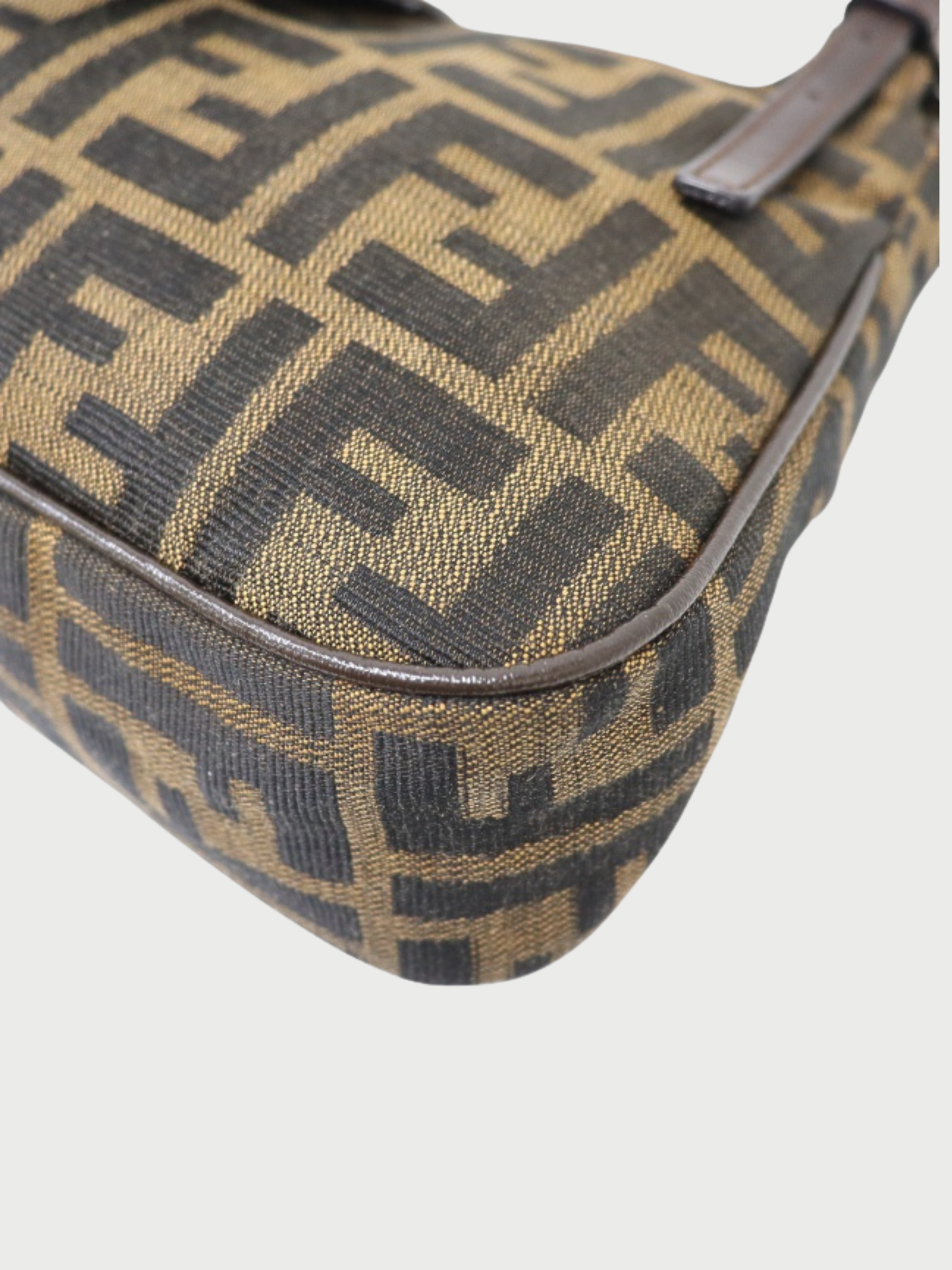 Fendi 2000s Brown Zucca Canvas Leather One-Shoulder Bag
