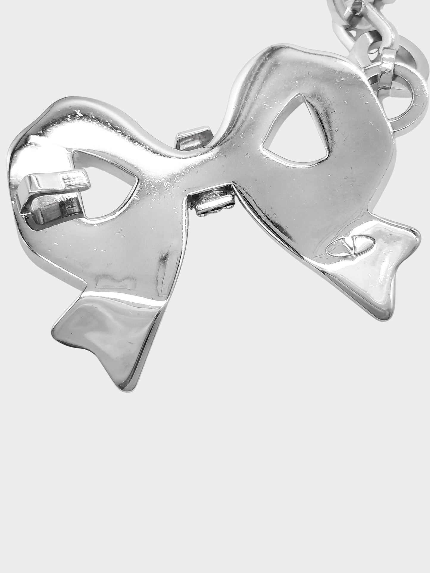 Valentino 2000s Silver Ribbon Rhinestone Chain Belt