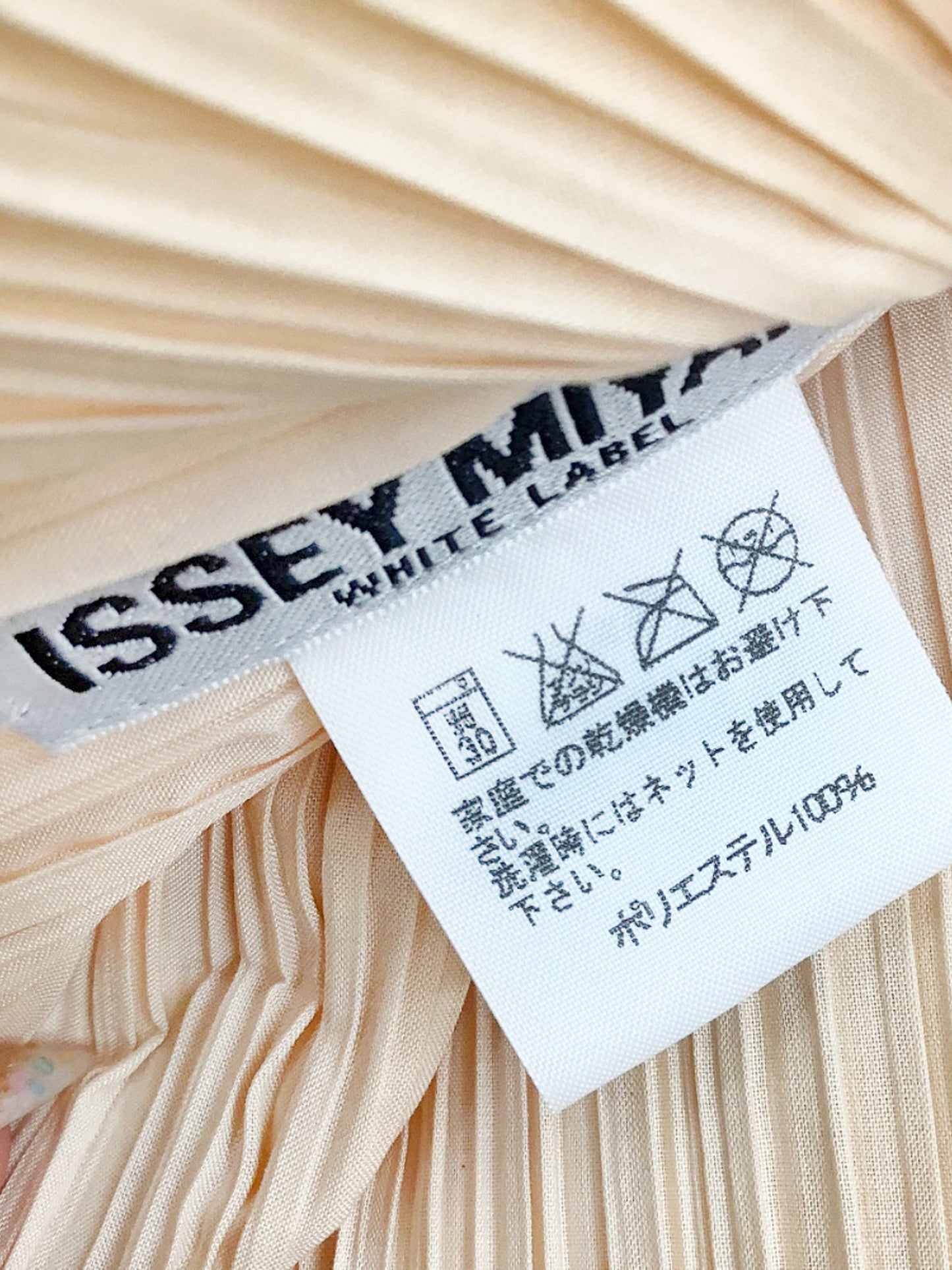 Issey Miyake Spring 2004 White Label Beige Pleated Dress