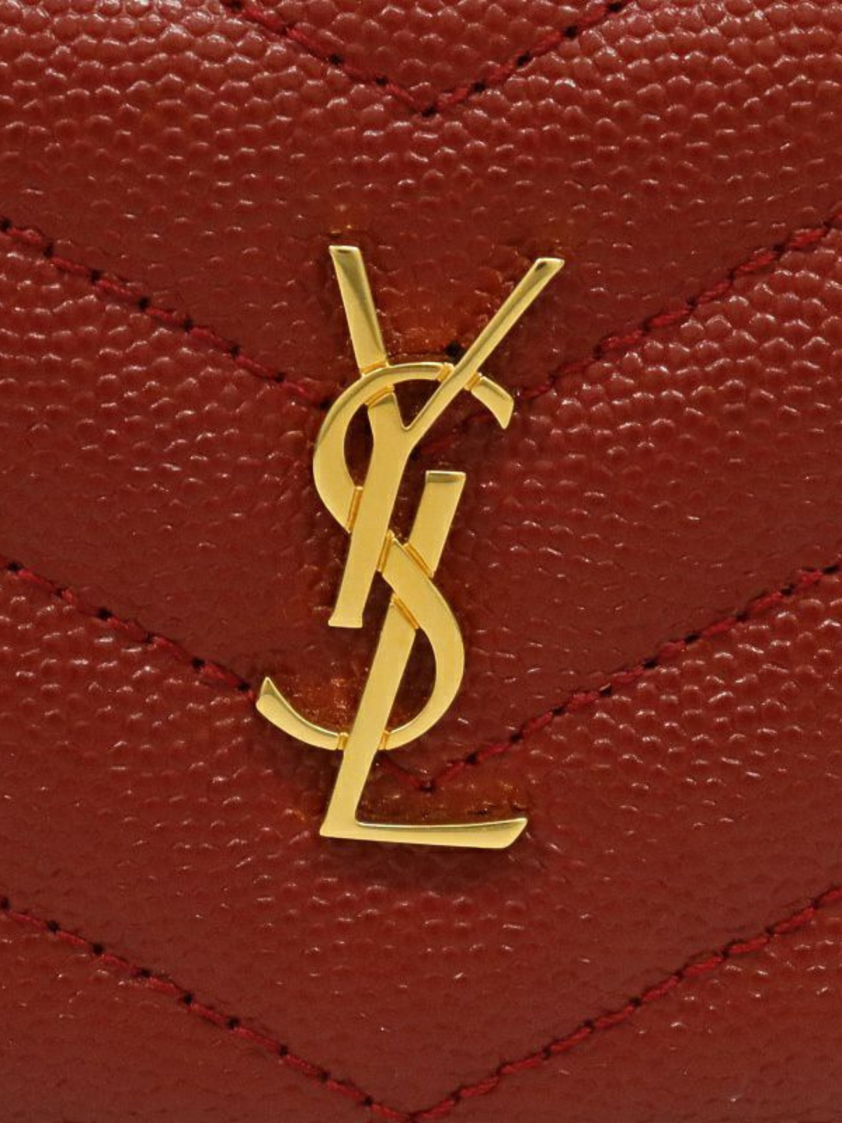 Yves Saint Laurent 2000s Bordeaux Leather Logo Hardware Compact Wallet