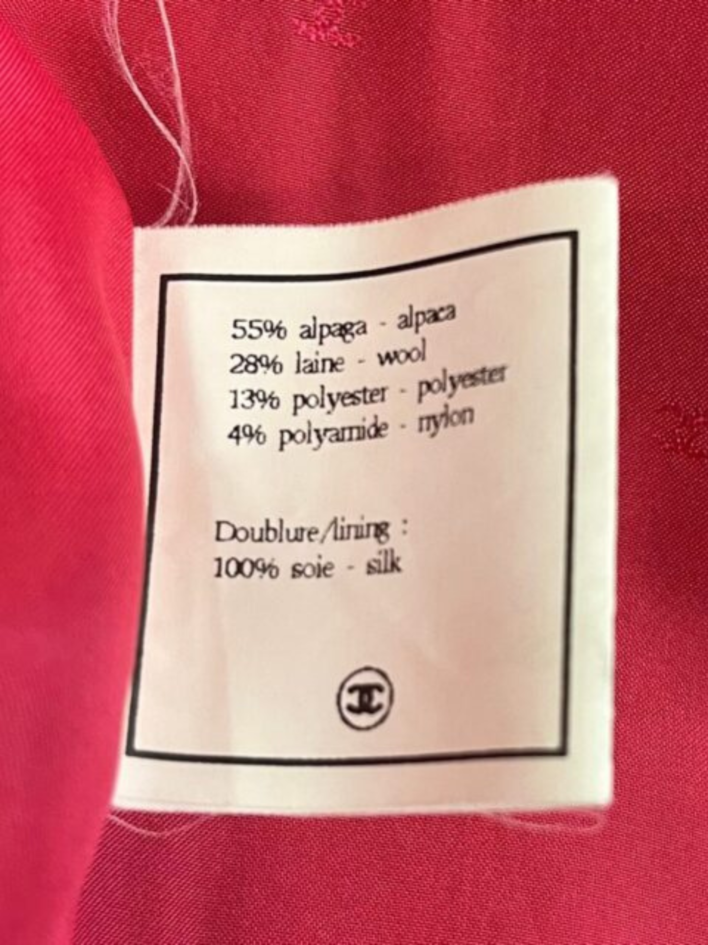 Chanel FW 1994 Raspberry Black Tweed Fur Trim Skirt Suit