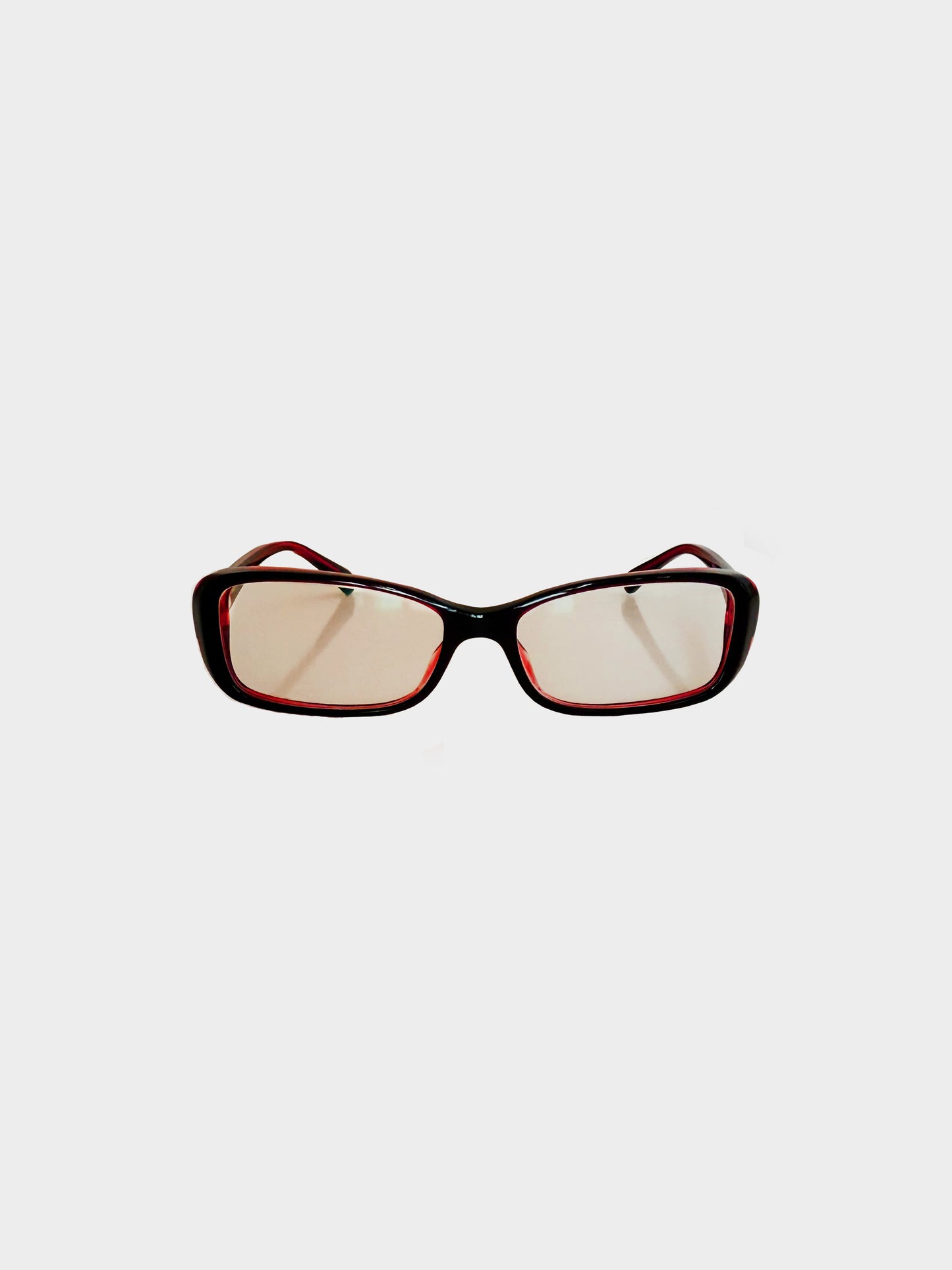 Chanel 2000s Black and Red Rectangular Narrow Glasses