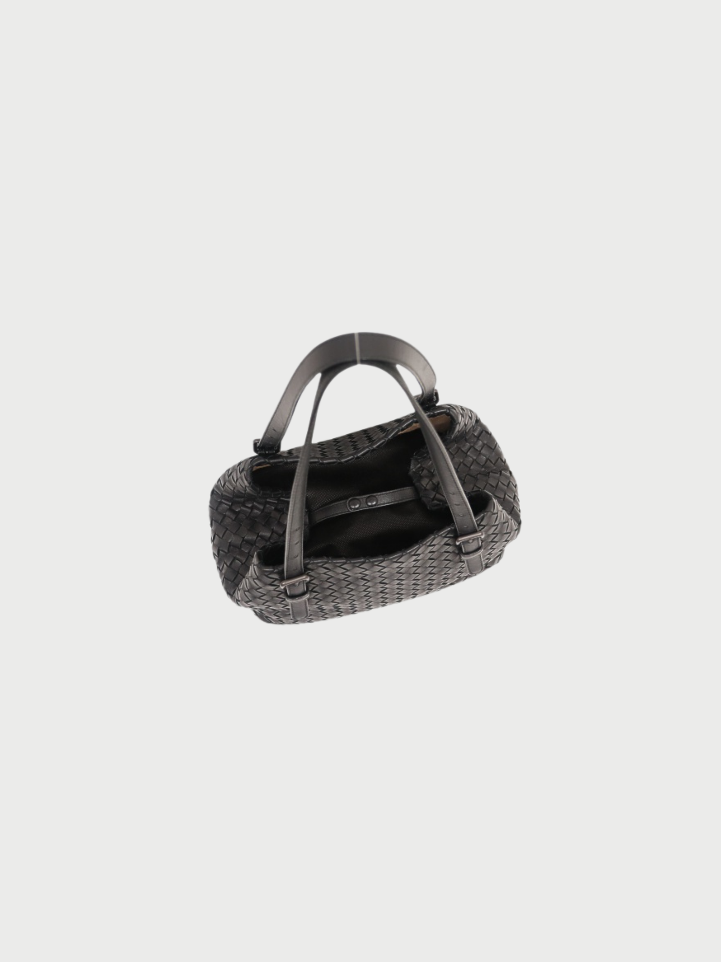 Bottega Veneta 2000s Black Leather Intrecciato Handbag