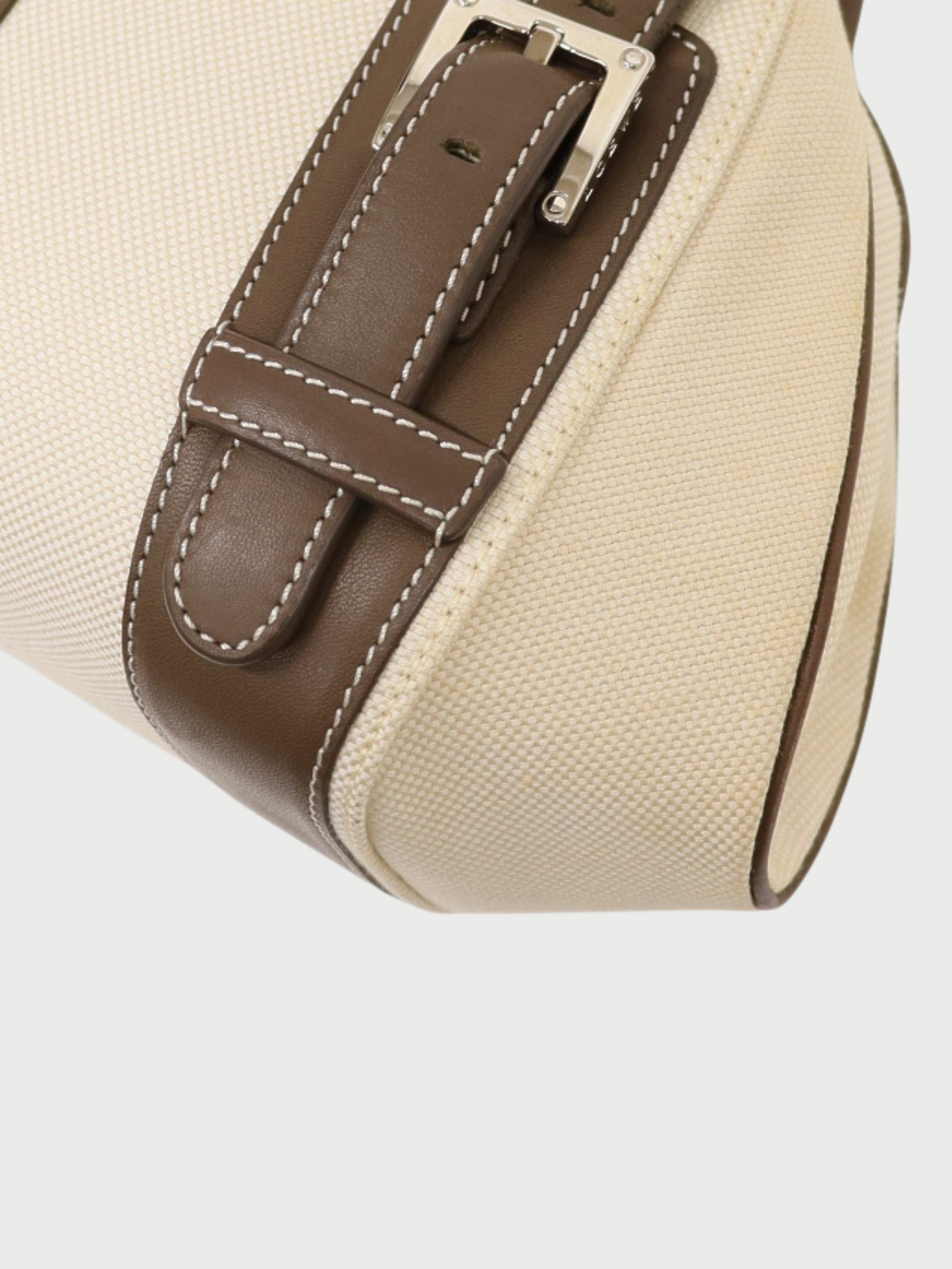 Loewe 2000s White Gray Canvas Leather Senda Bag