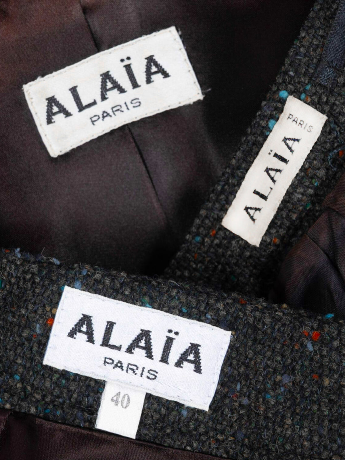 Azzedine Alaïa 1990s Wool Tweed with Multicolored Speckled 3-piece Suit Set
