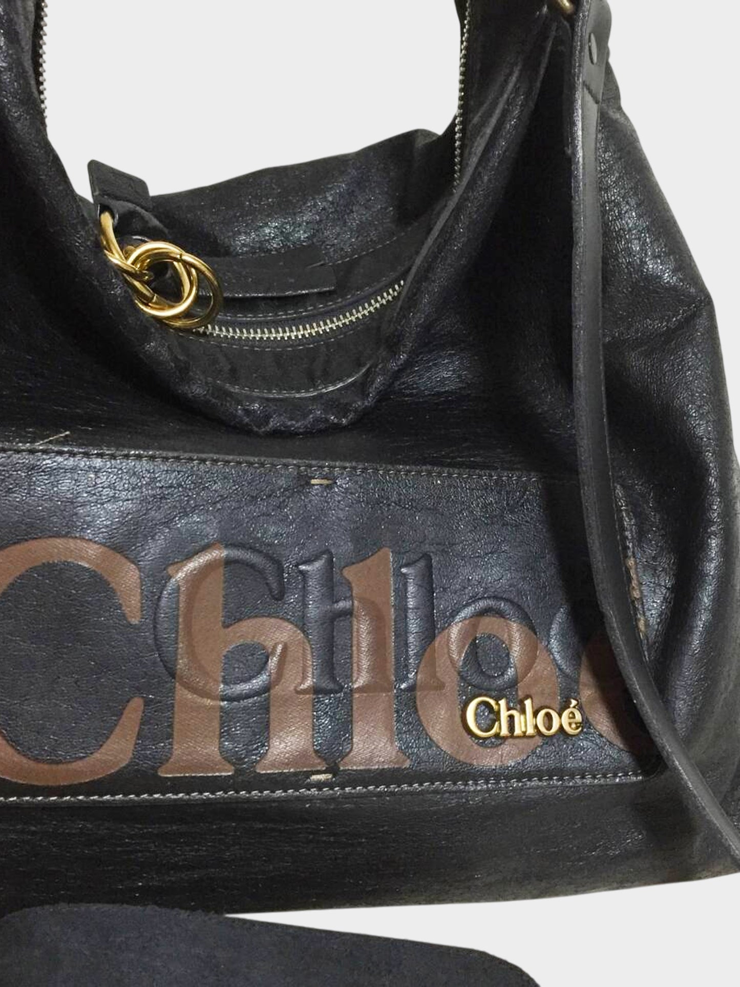 Chloé Early 2010s Black Leather Hobo Bag