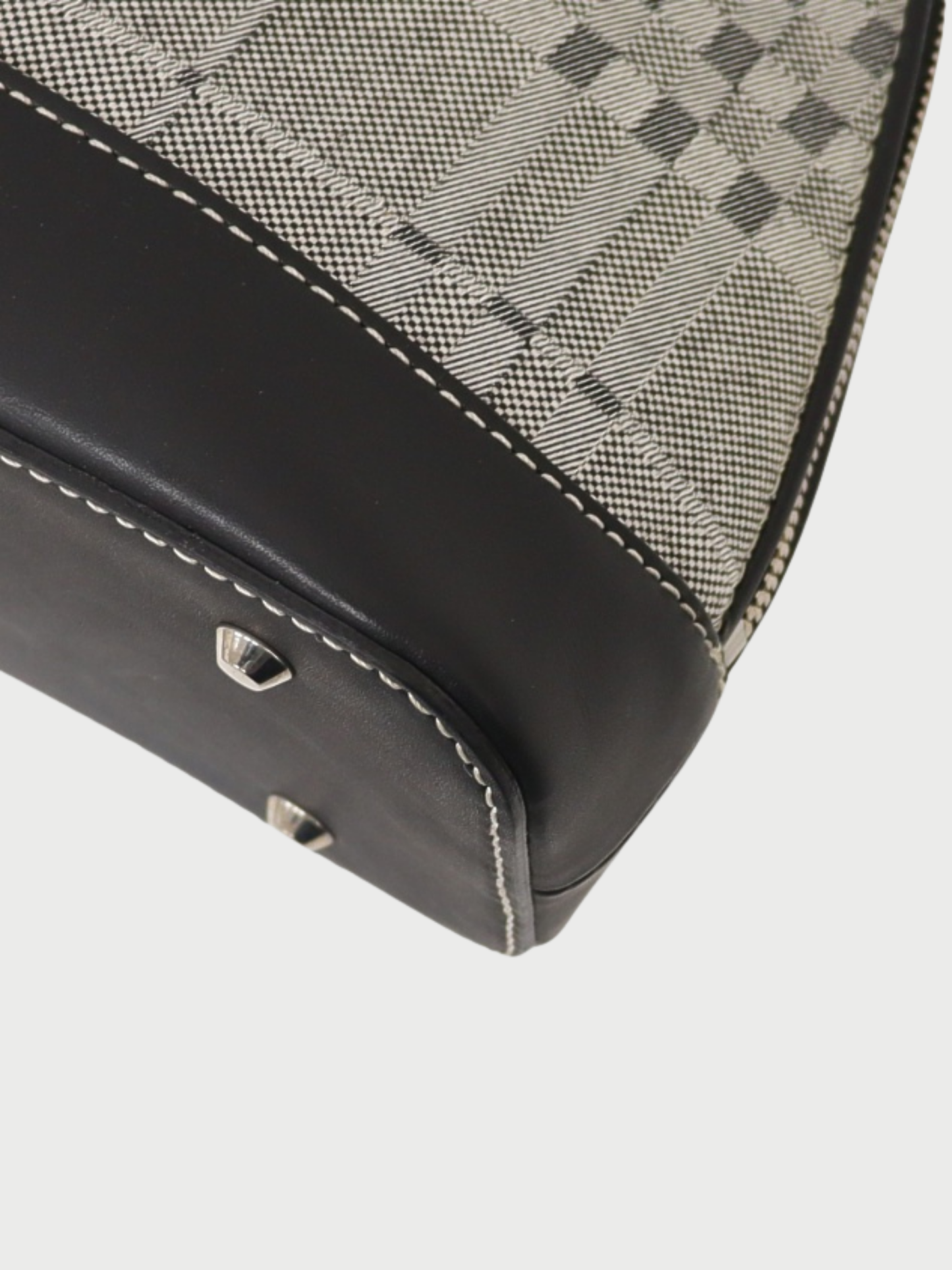 Burberry 2000s Green Black Check Canvas Leather Handbag