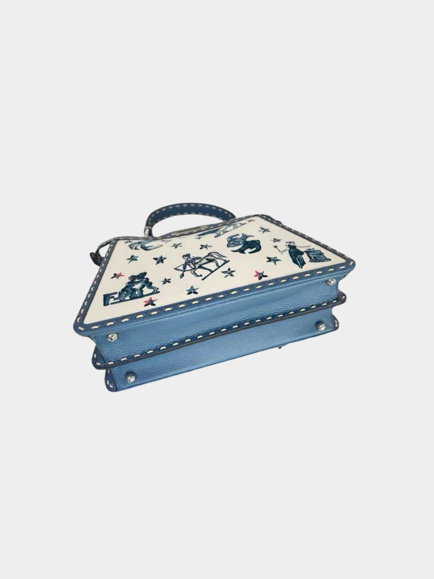 Fendi 2020s Blue and White Peekaboo ISeeU Limited Edition Aries Zodiac Bag