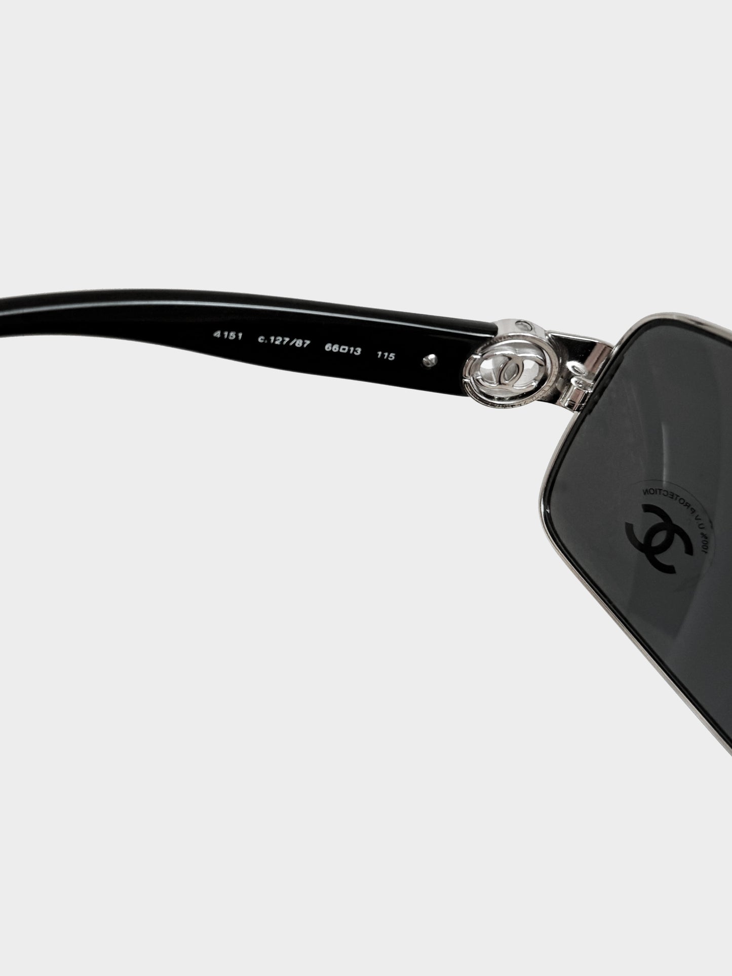 Chanel 2000s Black CC Square Sunglasses