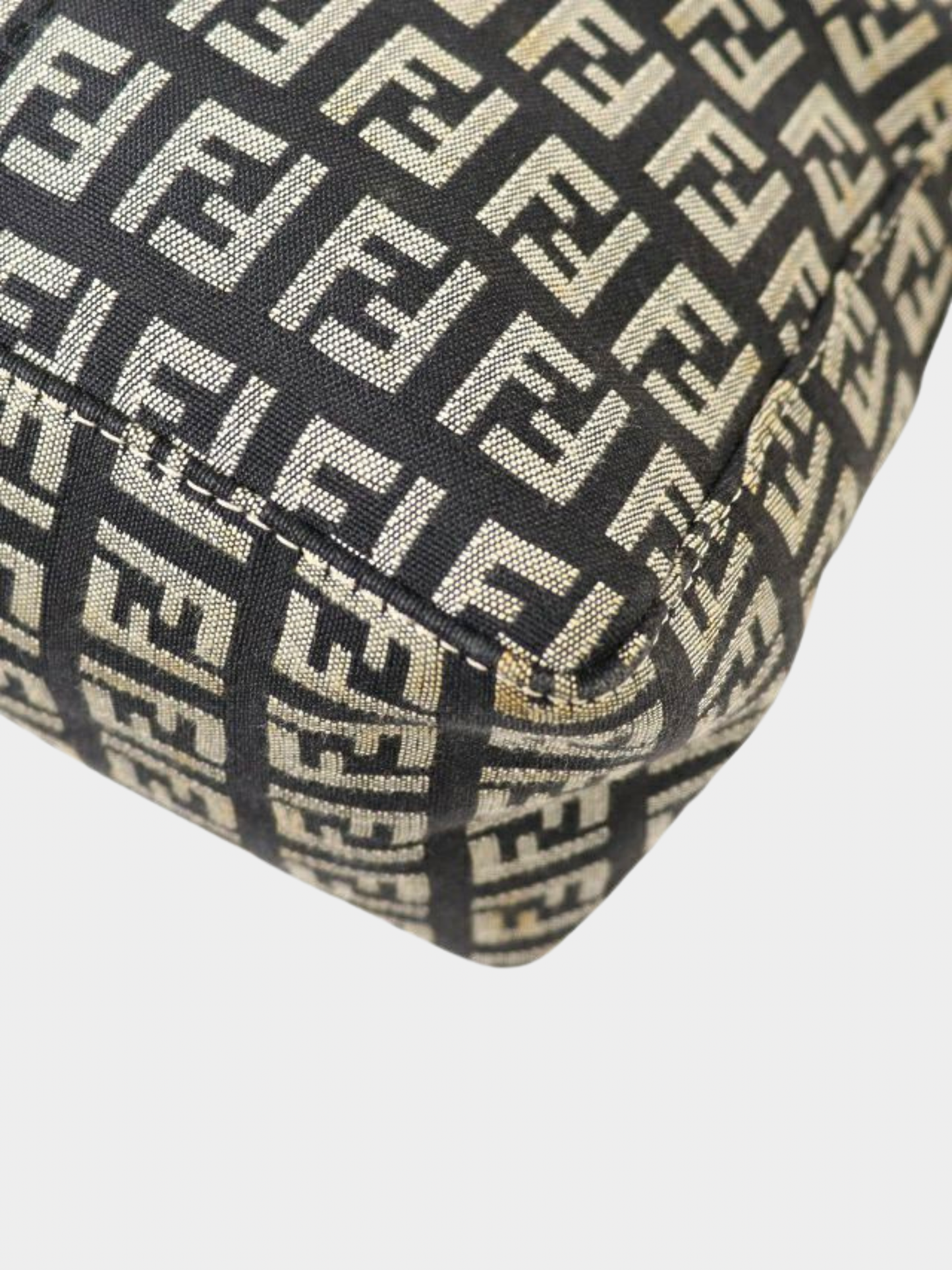 Fendi 2000s Black Beige Zucchino One-Shoulder Bag