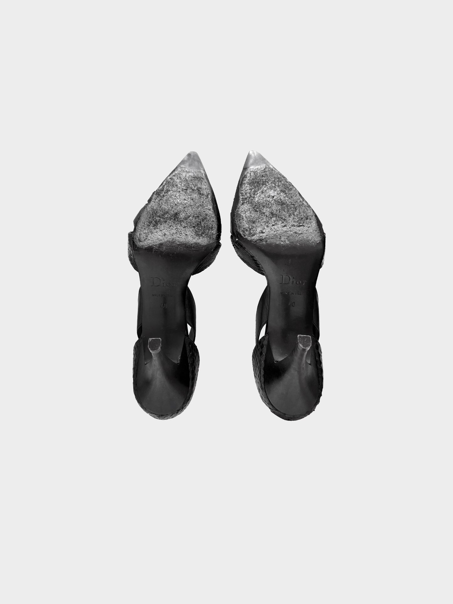 Christian Dior 2000s Black Snakeskin Leather Pointed Toe Pumps