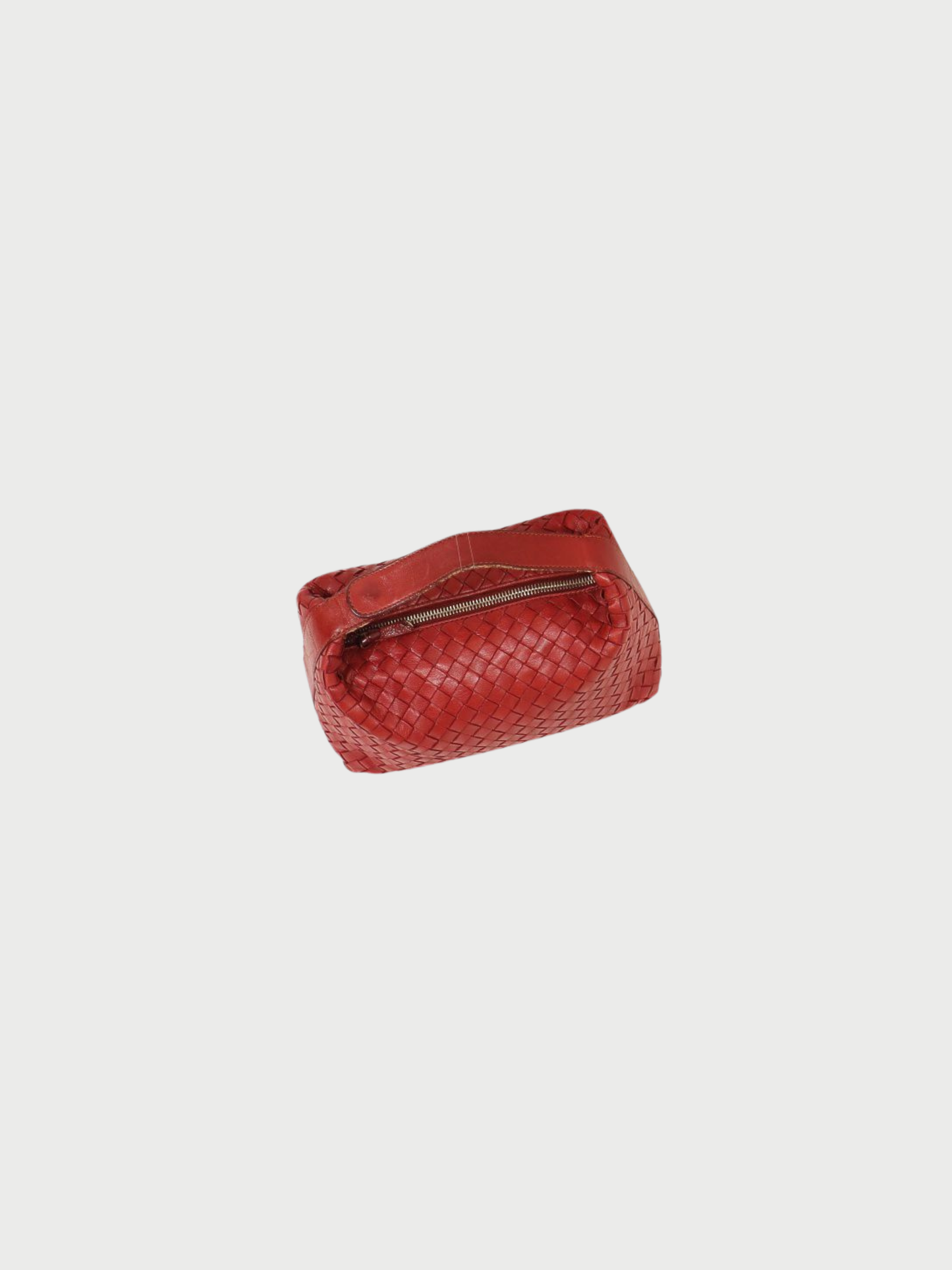 Bottega Veneta 2000s Red Leather Intrecciato Mini Handbag
