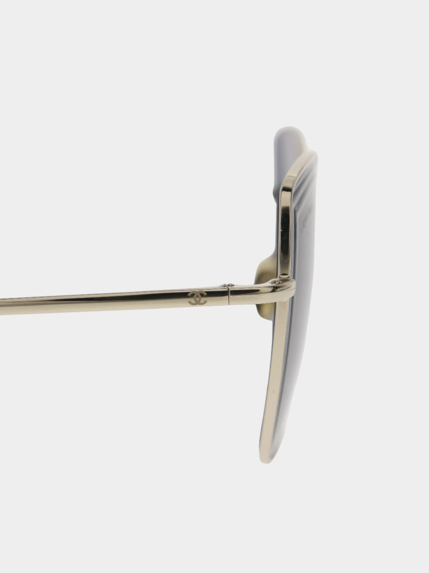 Chanel 2000s Silver Metal Teardrop Sunglasses