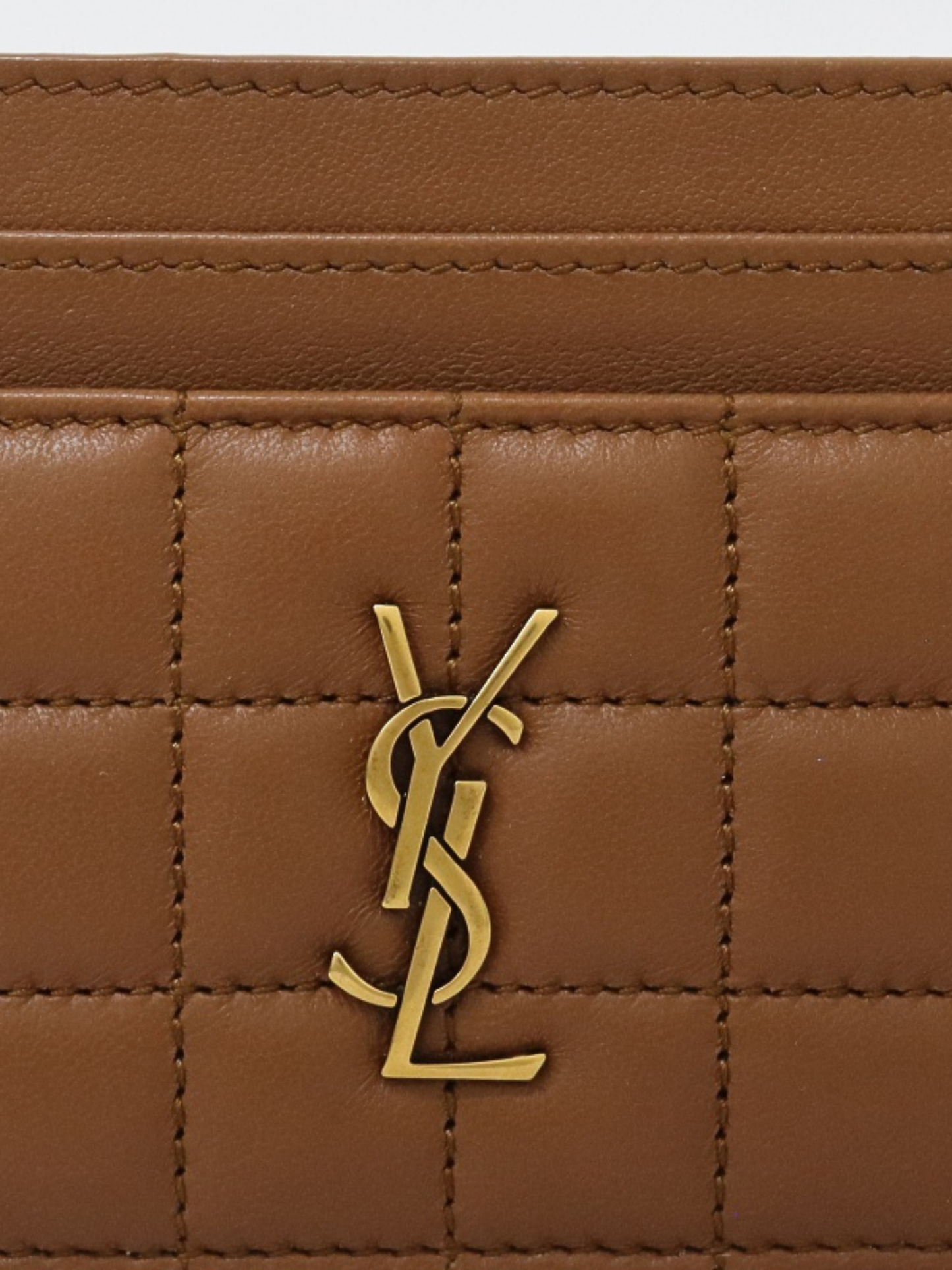 Yves Saint Laurent 2000s Brown Leather Logo Card Case