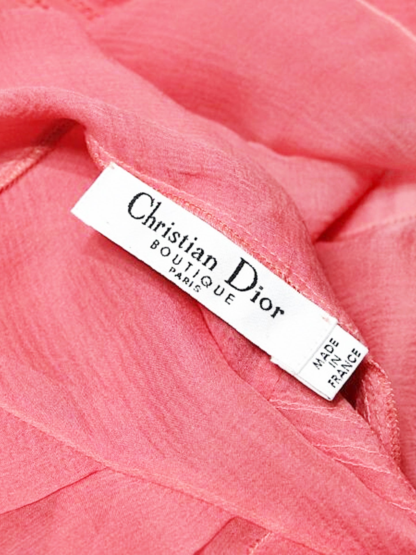 Christian Dior 1990s Pink Chiffon Pleated Sheer Blouse
