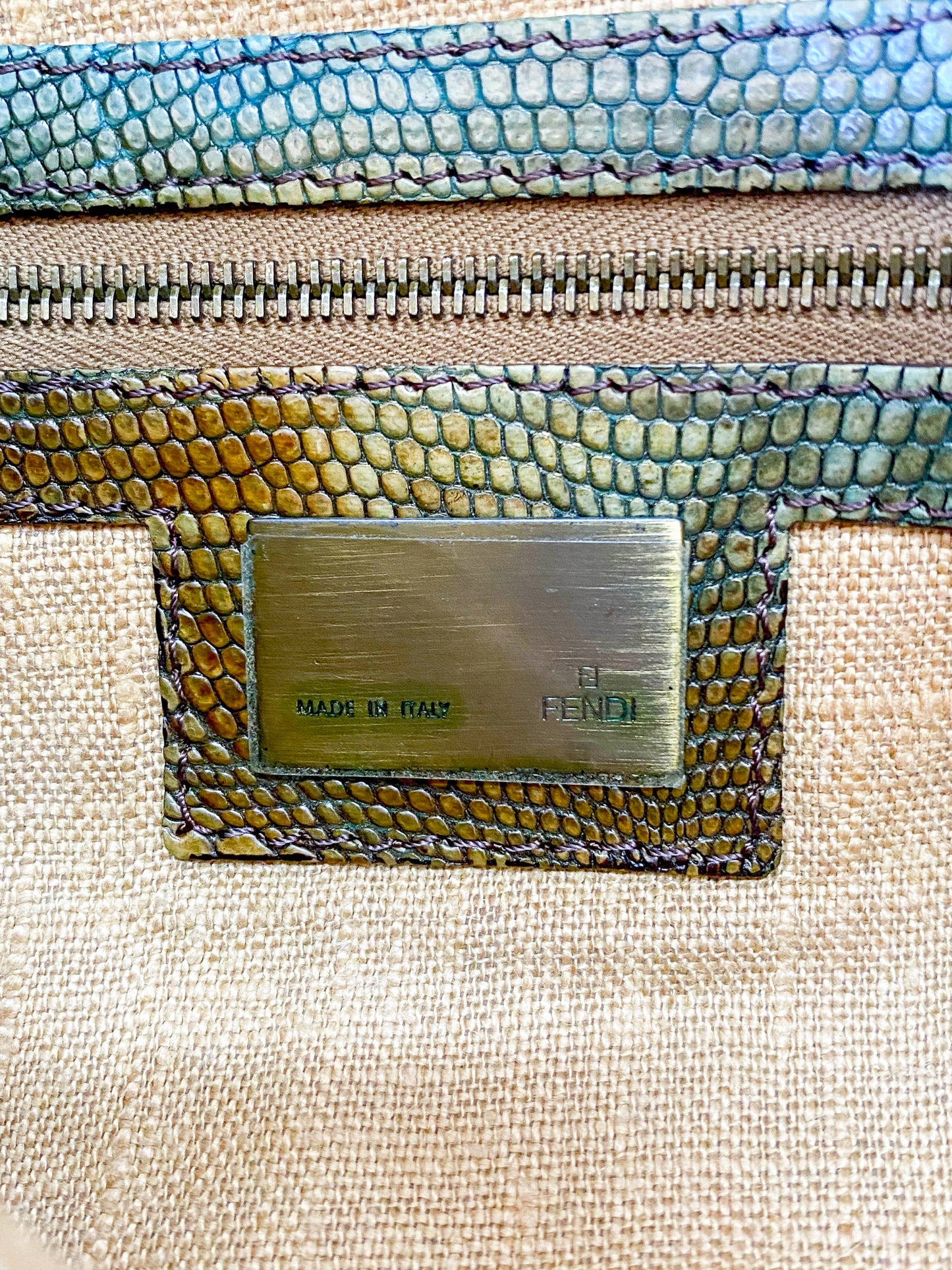 Fendi 2000s Zucca Canvas Ponyhair Baguette with Multicolored Leather