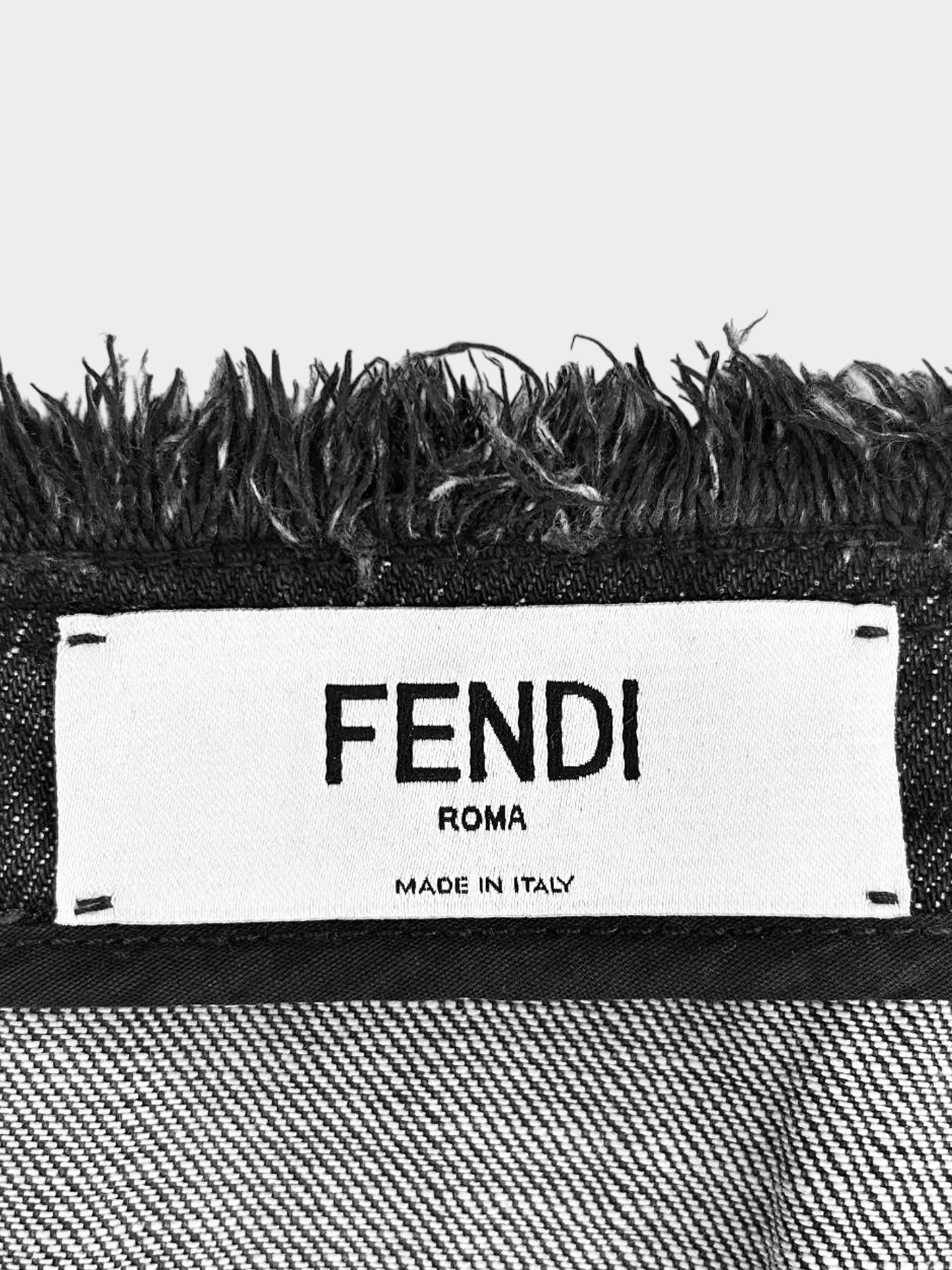 Fendi 2022 Grey Acid Wash Denim Mini Skirt