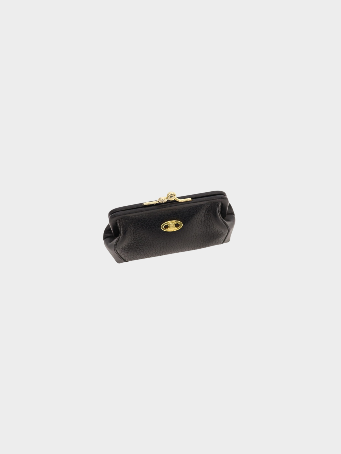 Celine 2000s Black Leather Blazon Hardware Coin Purse