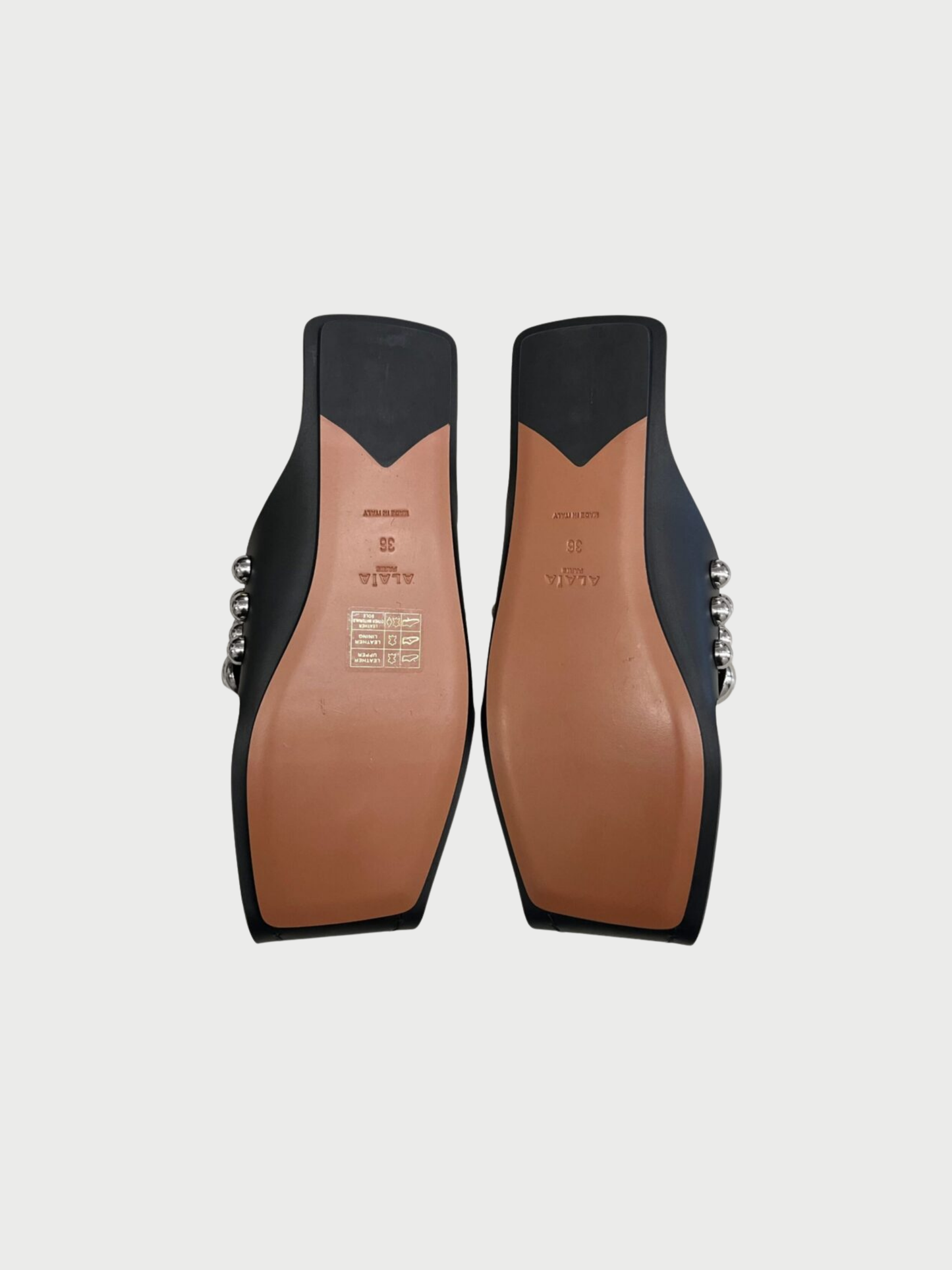 Alaïa 2020s Black Leather Embellished Folded Sandals